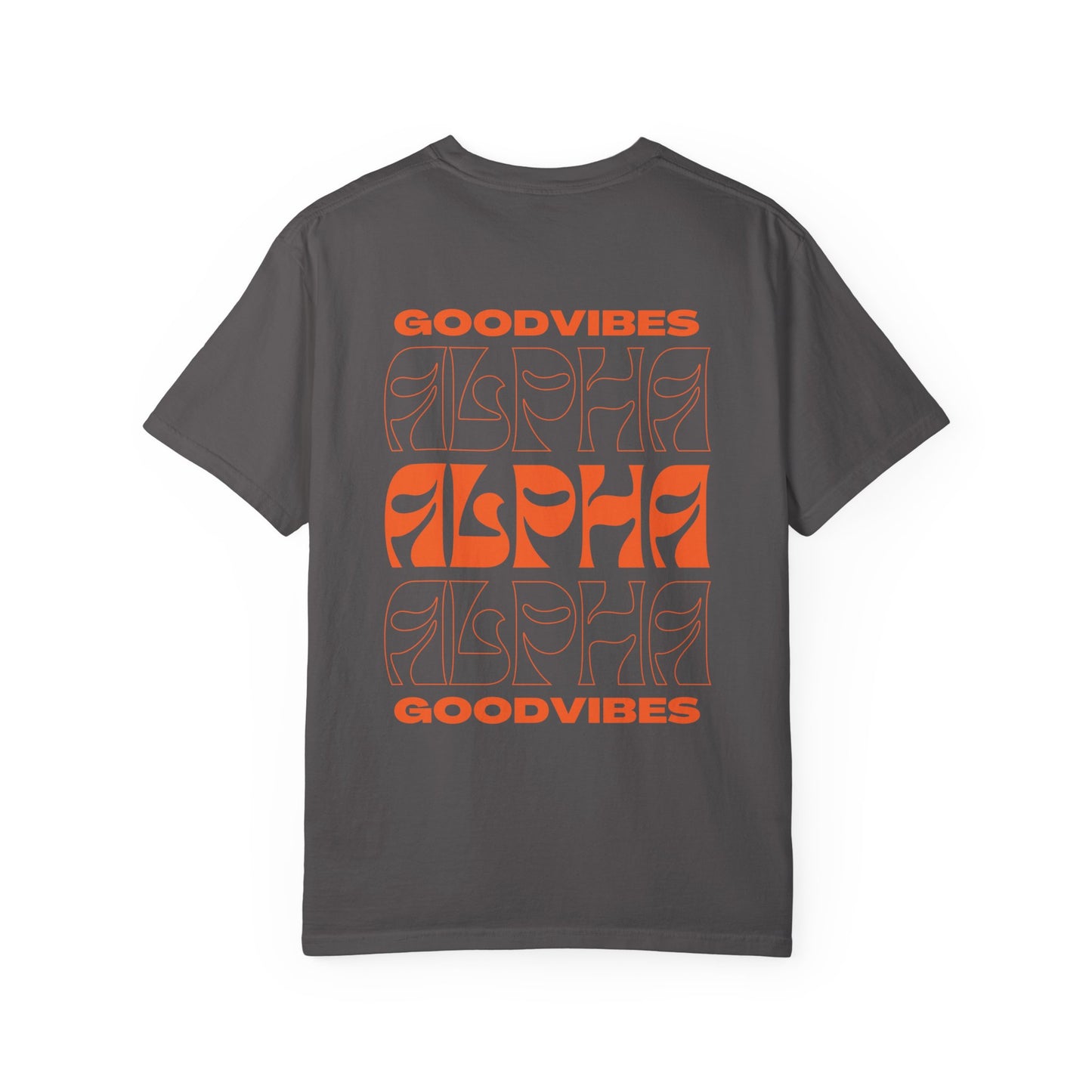 Good Vibes Alpha Orange Unisex Garment-Dyed T-Shirt – Casual Everyday Fit, Streetwear Vibes, Soft Cotton