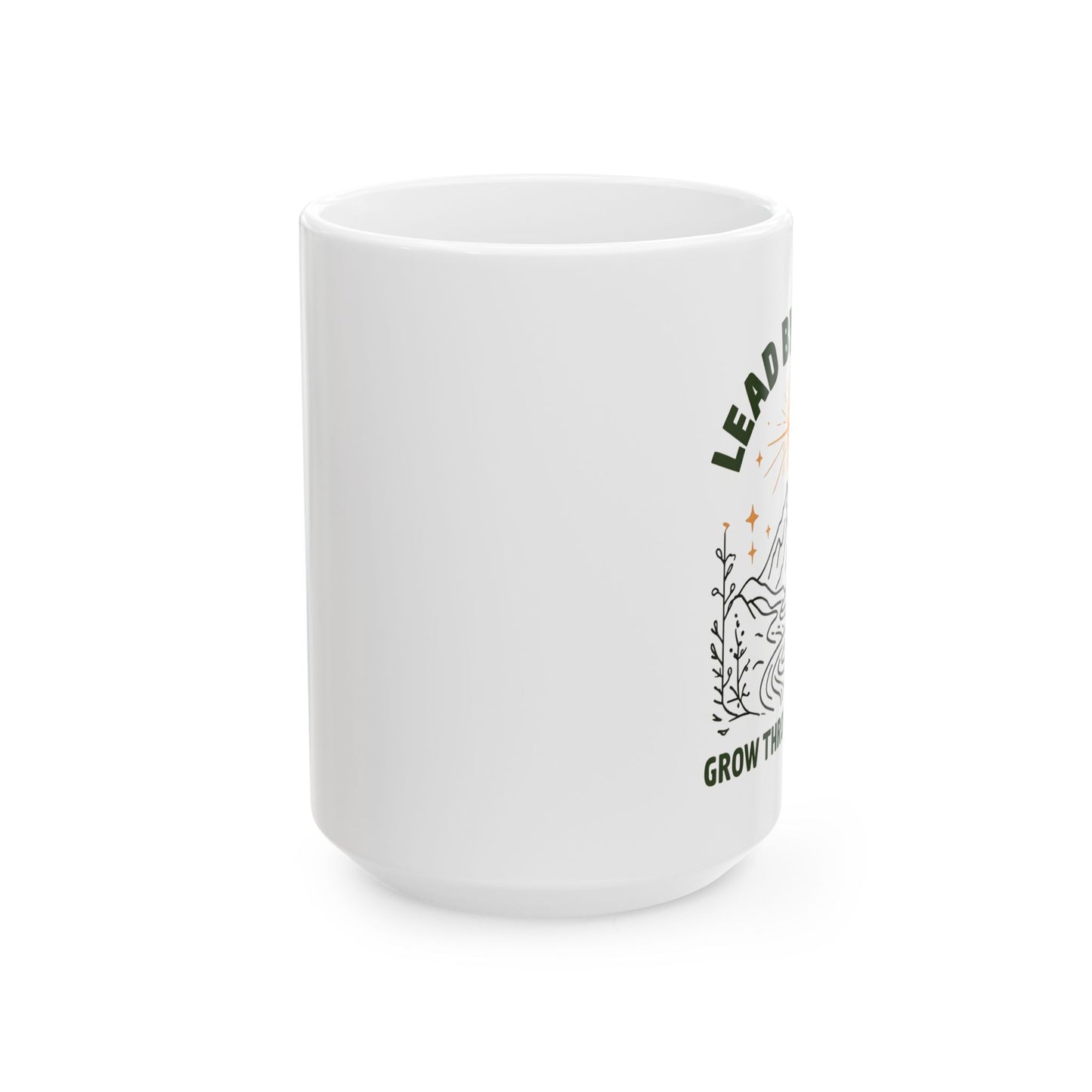Lead by Faith White Ceramic Mug - Inspirational Mountain and Grace Design - 11oz & 15oz Faith Coffee Cup