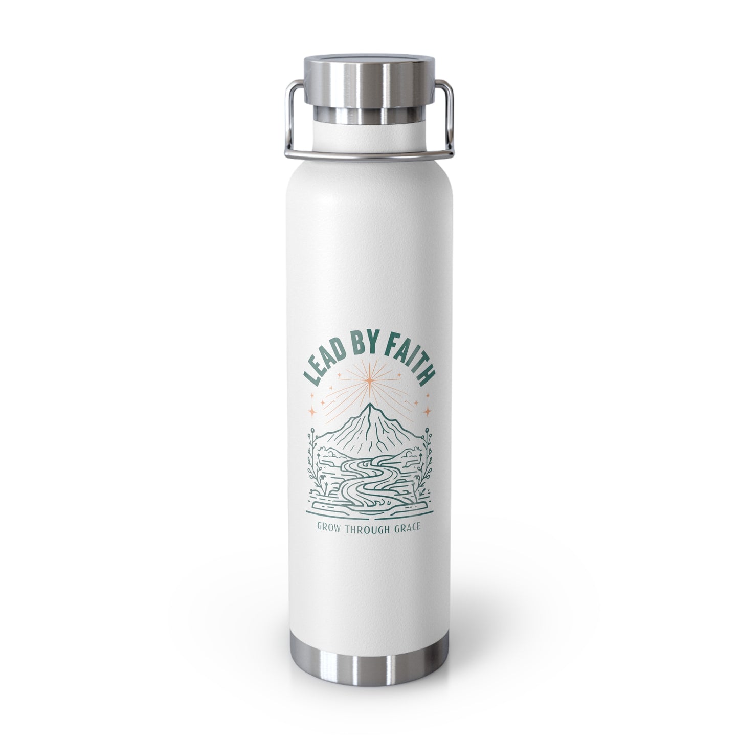 Lead by Faith Insulated Water Bottle – 22oz Copper Vacuum, Keeps Drinks Hot or Cold