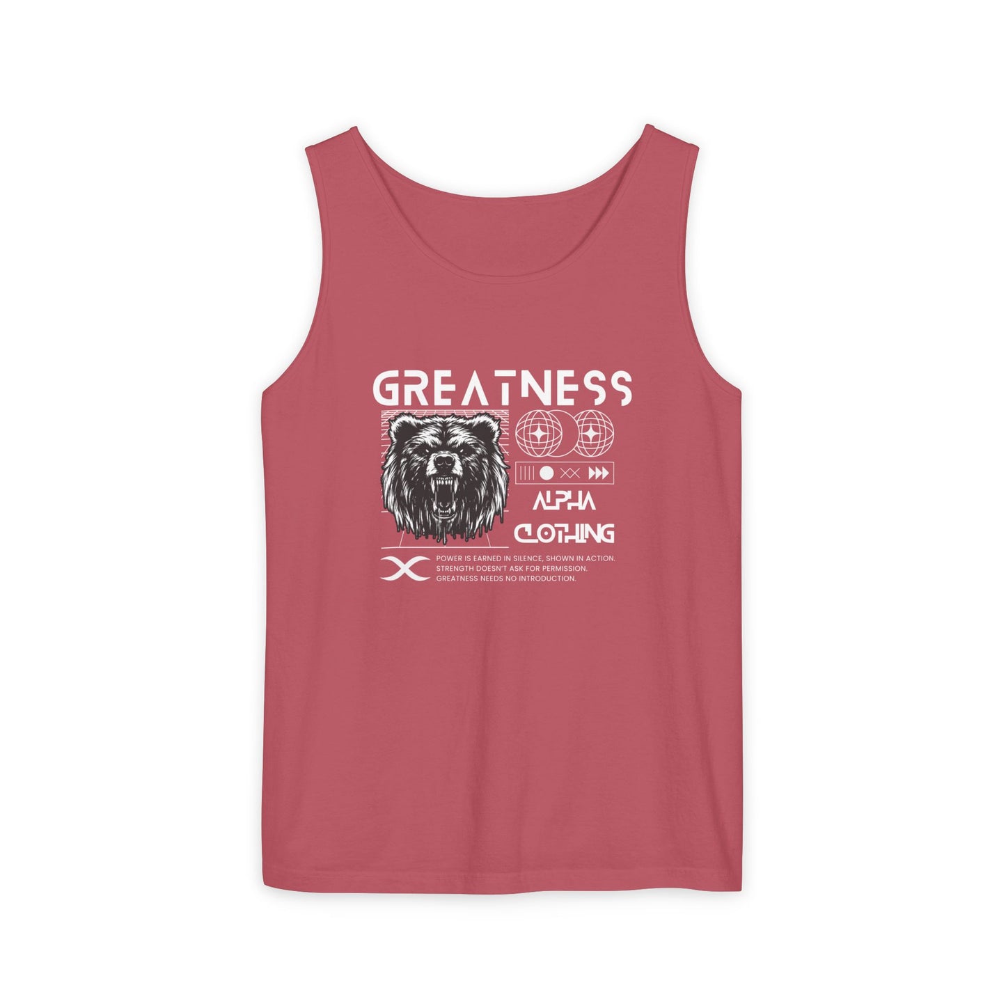 Greatness (White) Unisex Garment-Dyed Tank Top, Summer Style, Casual Wear, Gifts for Him, Athleisure, Relaxed Fit