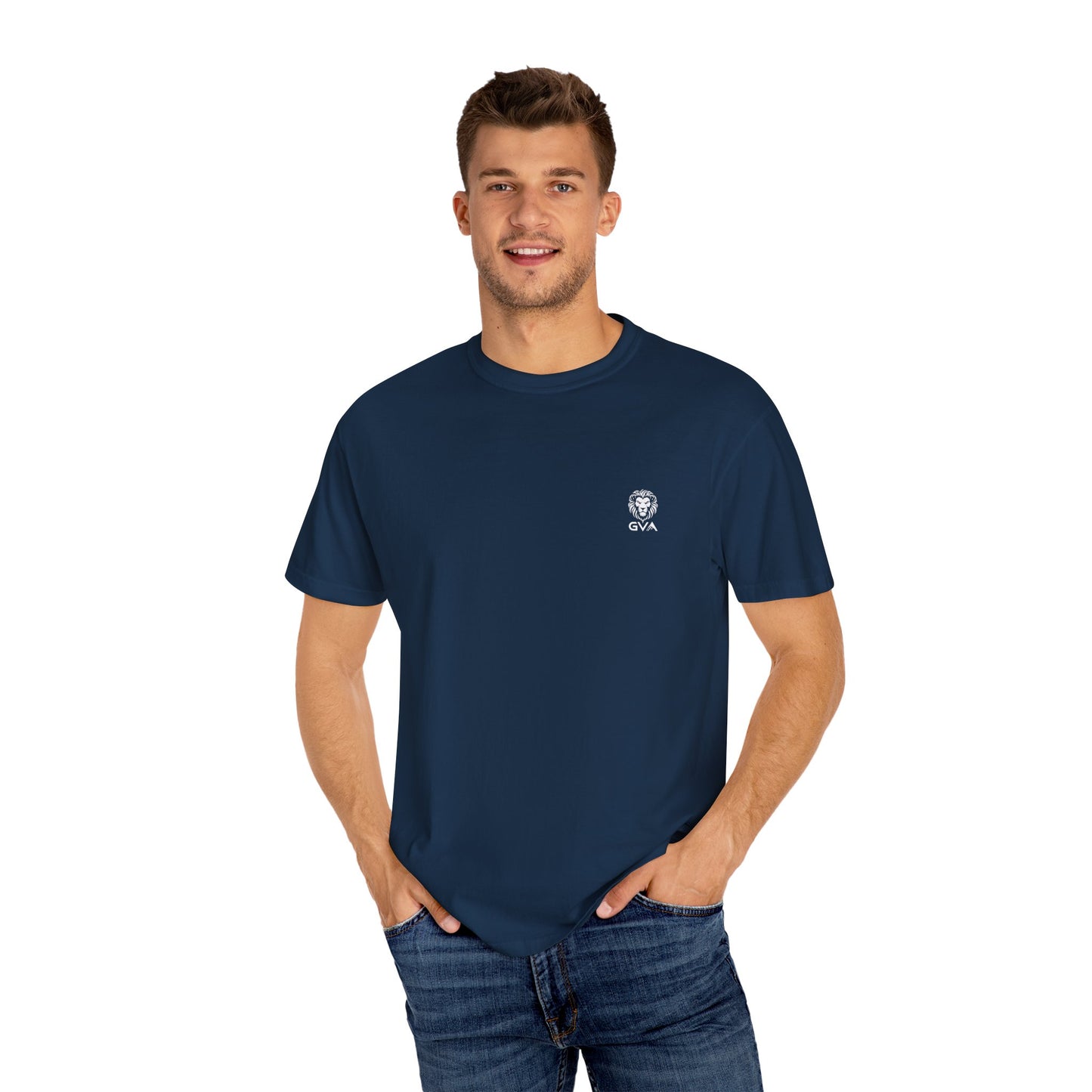 GVA Alpha Presence Unisex T-Shirt – Soft Garment-Dyed Cotton Tee for Festivals, Chill Days, Gifts, and Summer Vibes