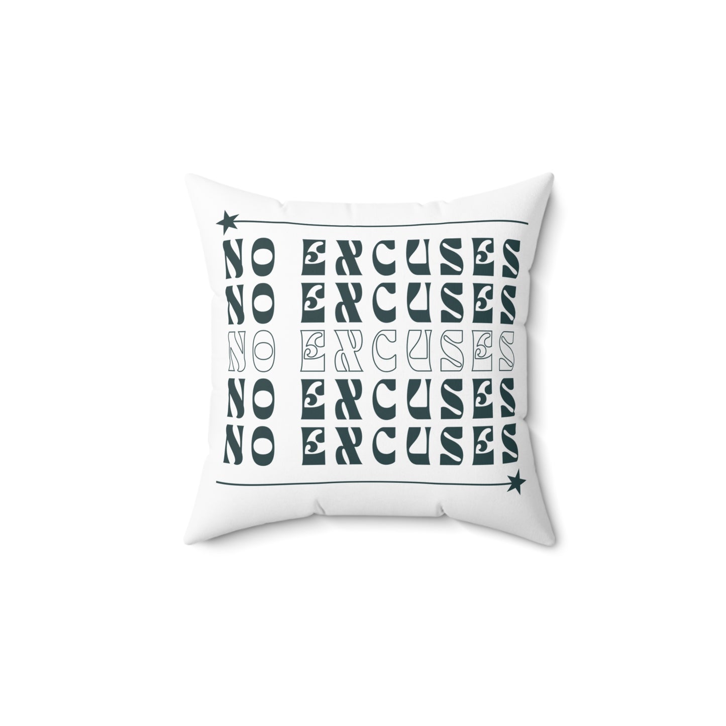 No Excuses Soft & Durable Square Pillow – Plush Polyester Cushion for Home & Office Decor