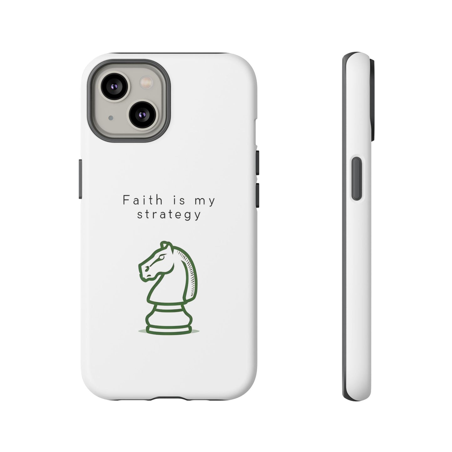 Faith Is My Strategy Phone Case - Knight Chess Piece Design for iPhone 12 to iPhone 16