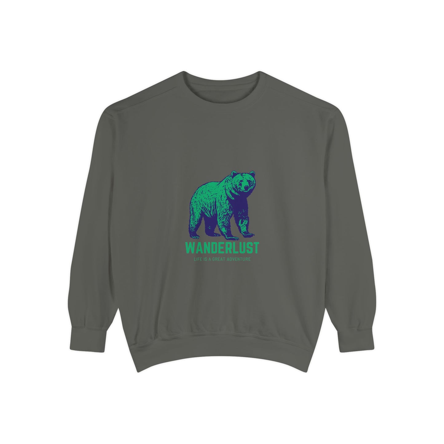 Wanderlust (Green) Unisex Heavyweight Sweatshirt , Soft, Warm & Durable for Everyday Comfort