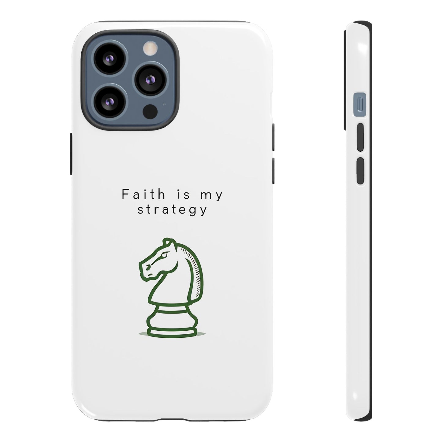 Faith Is My Strategy Phone Case - Knight Chess Piece Design for iPhone 12 to iPhone 16