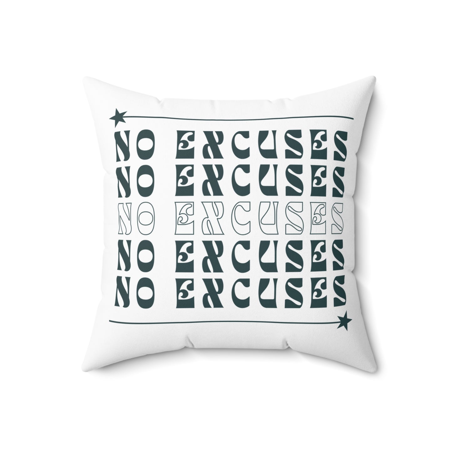 No Excuses Soft & Durable Square Pillow – Plush Polyester Cushion for Home & Office Decor