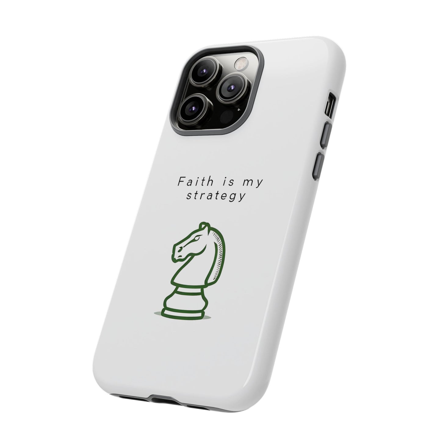 Faith Is My Strategy Phone Case - Knight Chess Piece Design for iPhone 12 to iPhone 16