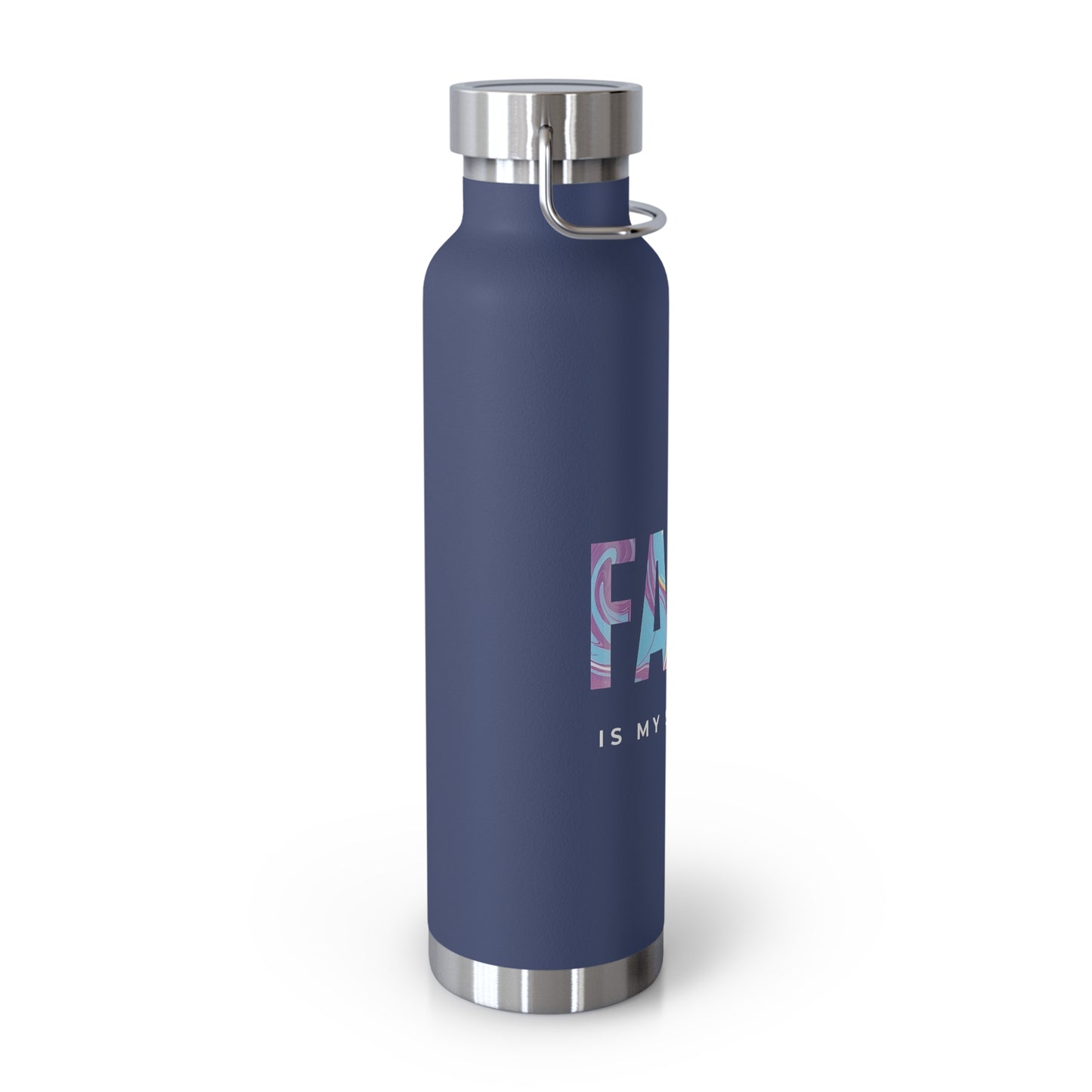 Faith Is My Strategy Insulated Water Bottle β Copper Vacuum 22oz Stainless Steel Bottle with Motivational Design for Hot & Cold Drinks