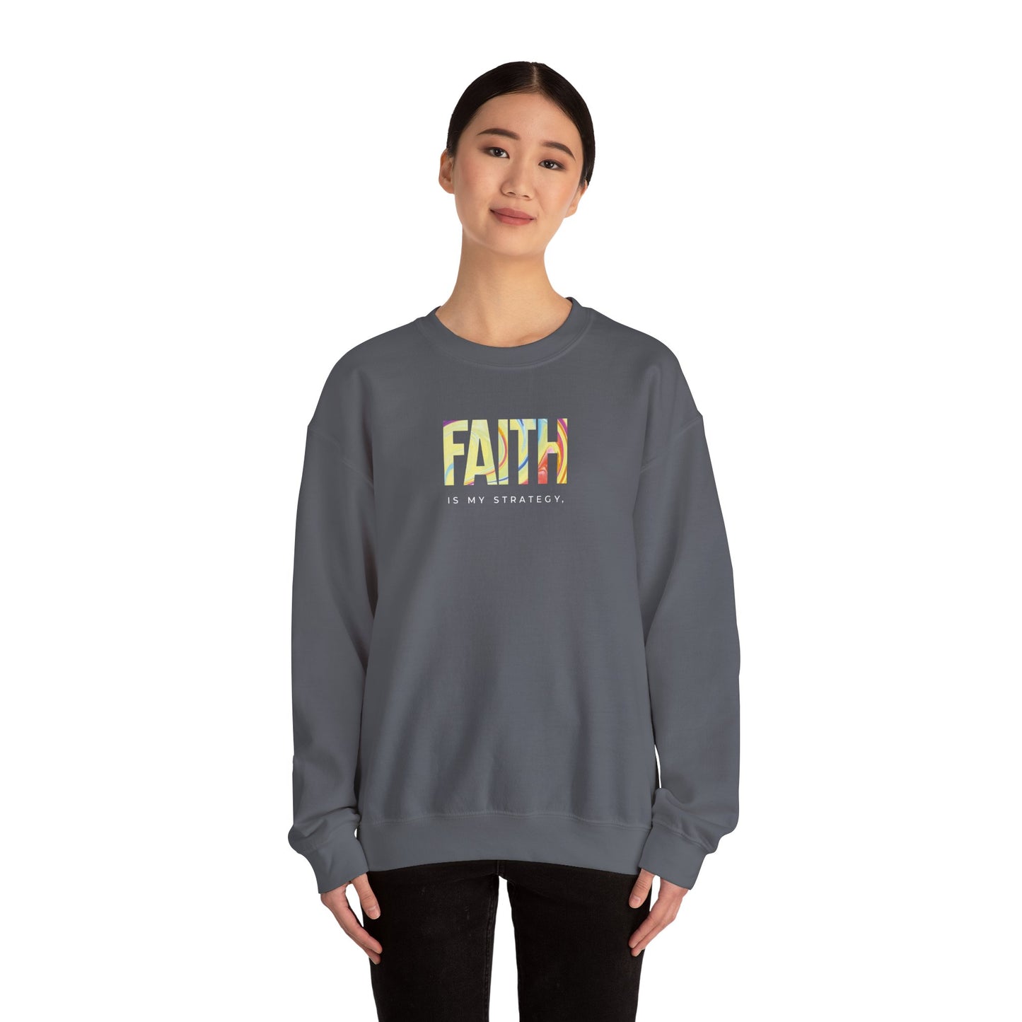 Faith is My Strategy Crewneck Sweatshirt – Soft & Cozy Unisex Pullover for Casual & Streetwear Style