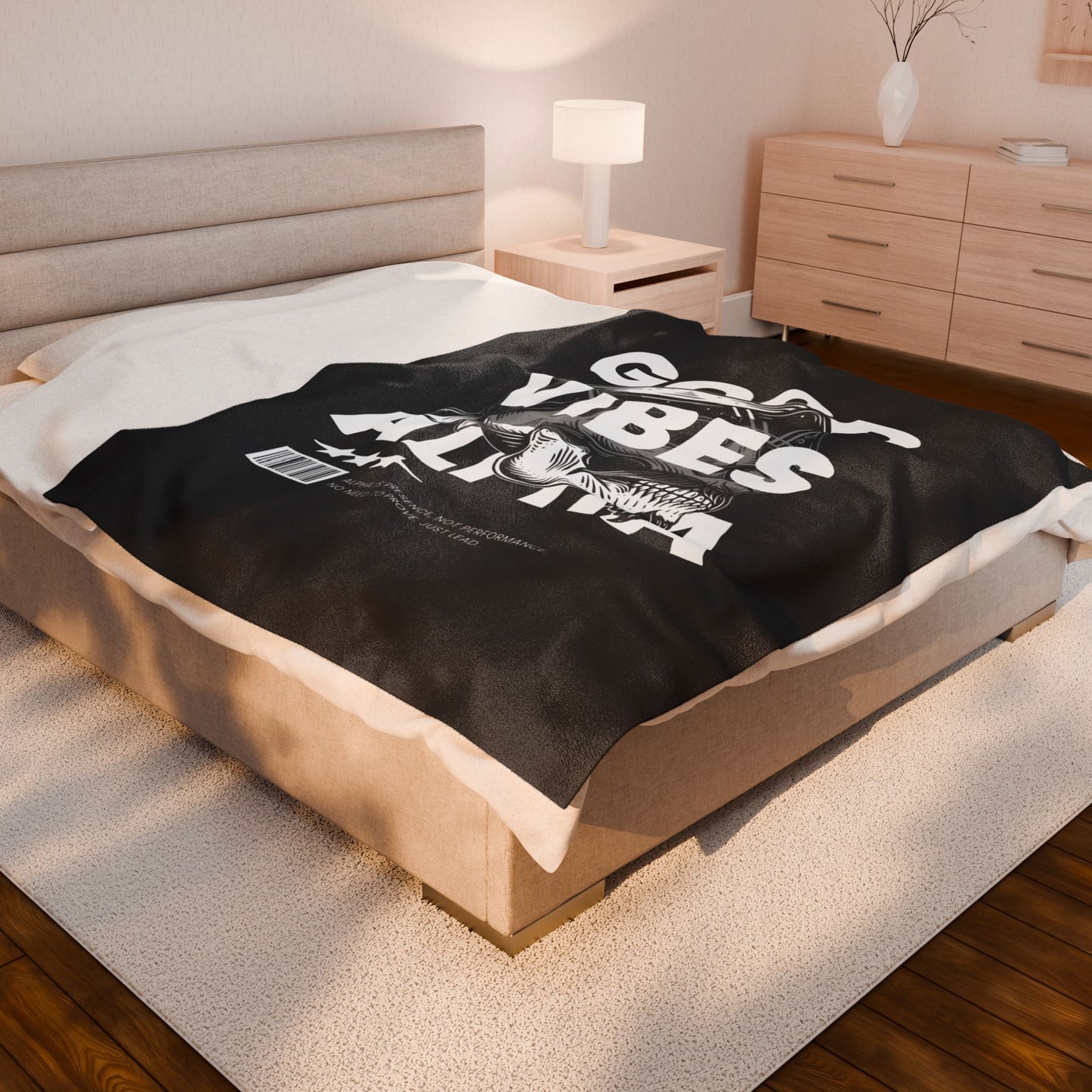 Good Vibes Alpha Presence Plush Blanket | Cozy Home Decor, Relaxation Blanket