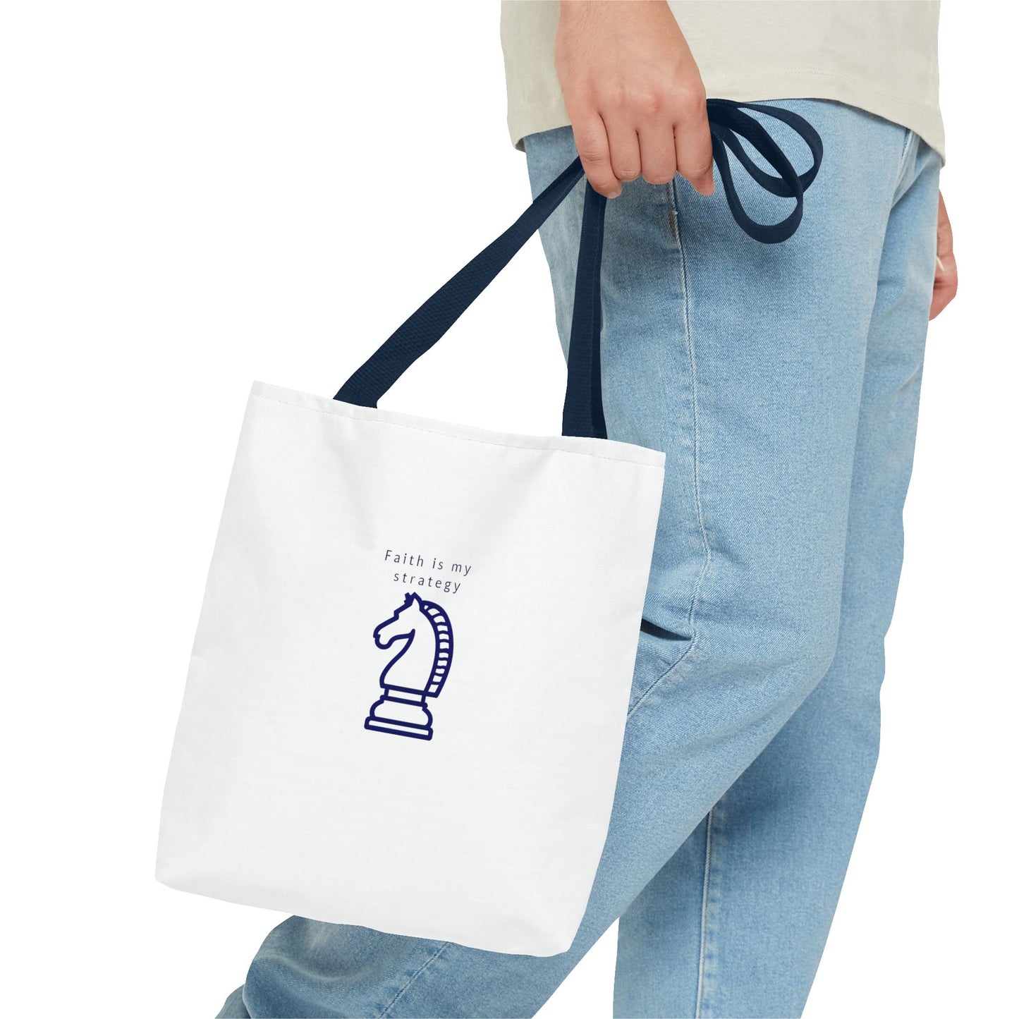 Faith Is My Strategy Tote Bag β Durable Canvas Bag with Inspirational Design for Everyday Use