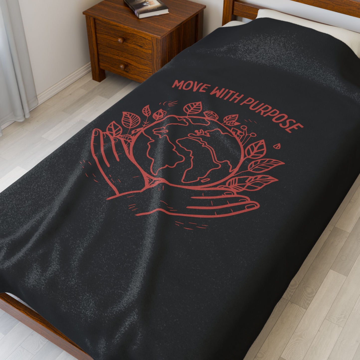 Move with Purpose Velveteen Plush Blanket – Ultra-Soft, Warm & Durable for Home & Gifts