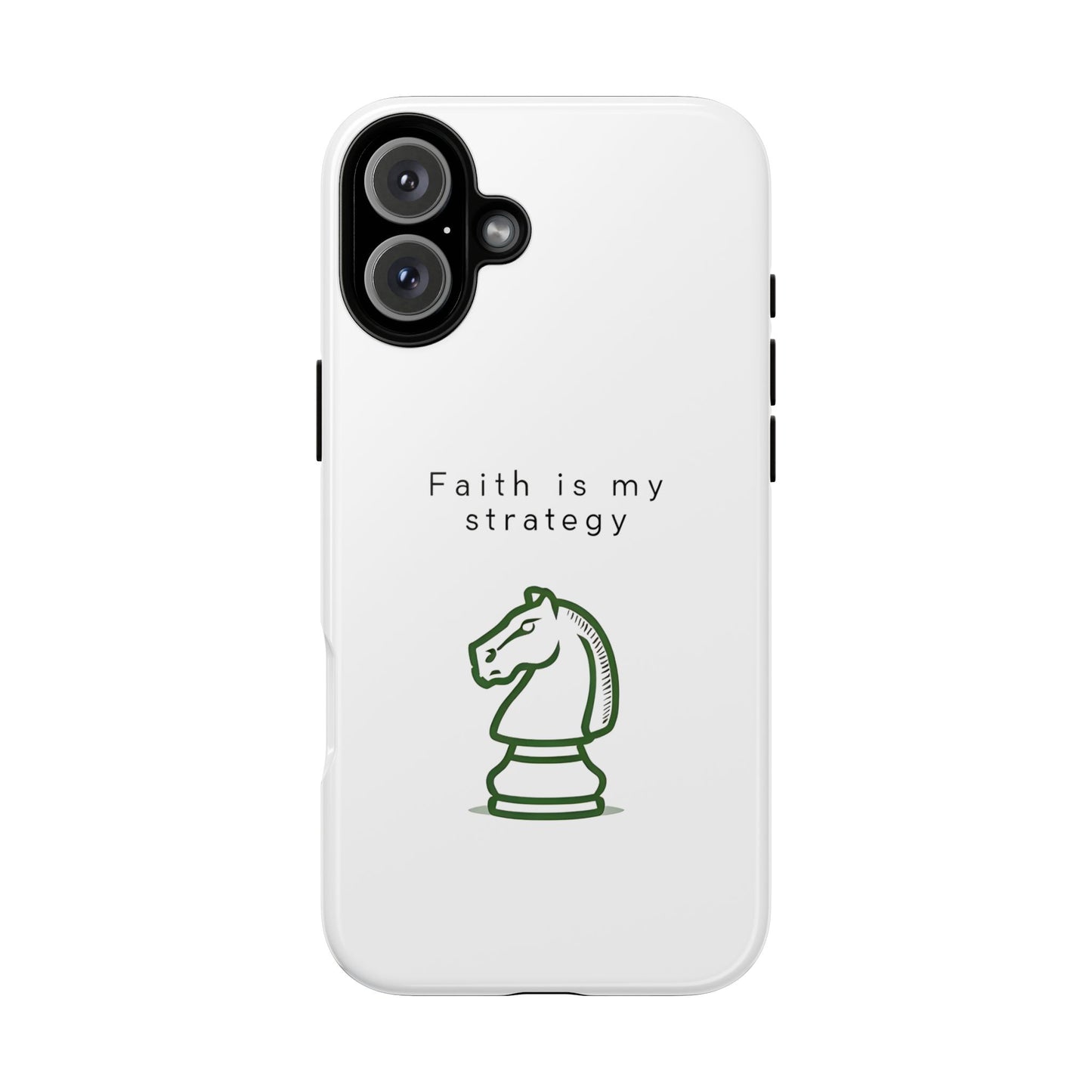 Faith Is My Strategy Phone Case - Knight Chess Piece Design for iPhone 12 to iPhone 16