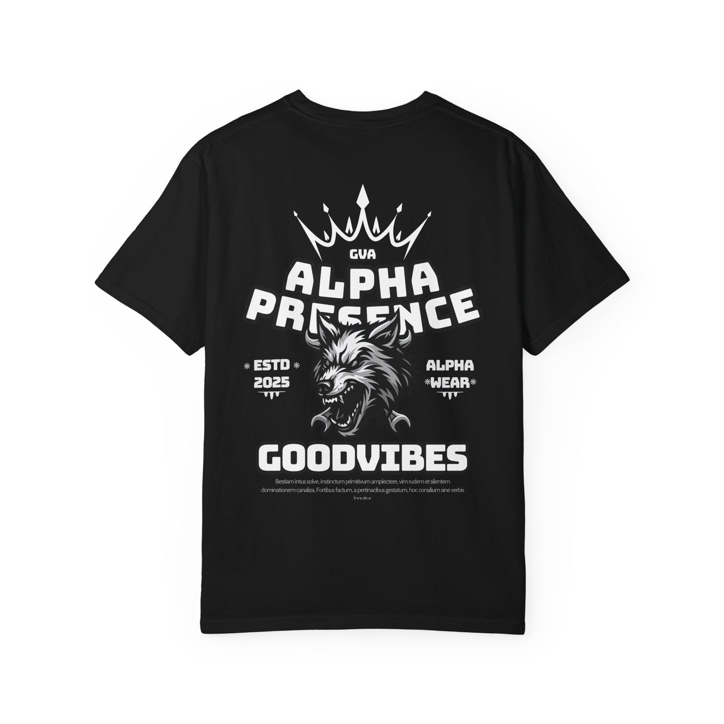 GVA Alpha Presence Unisex Garment-Dyed T-Shirt – Casual Everyday Fit, Streetwear Vibes, Gift for Him or Her, Soft Cotton