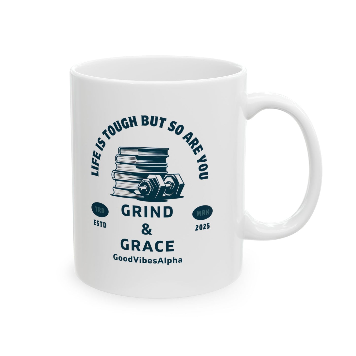 Grind & Grace Ceramic Coffee Mug – 11oz & 15oz, Microwave & Dishwasher Safe