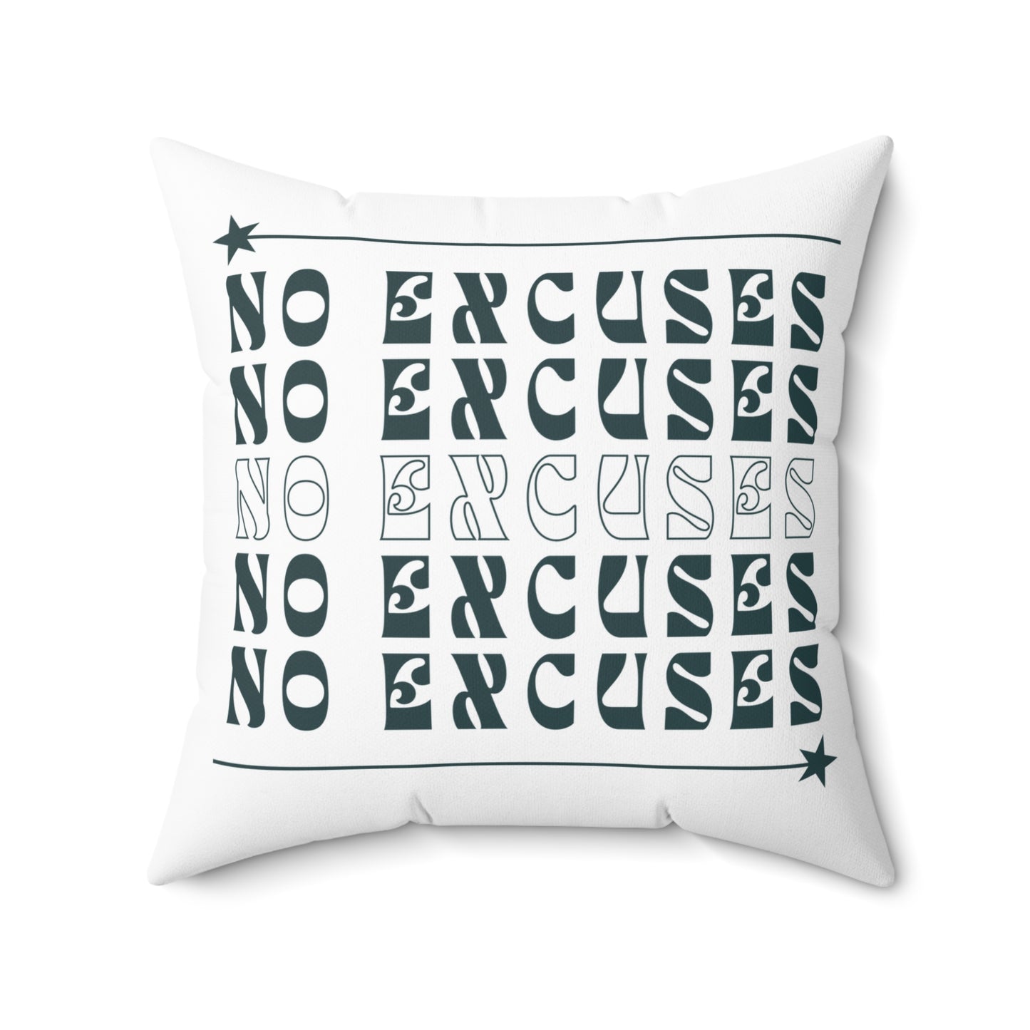 No Excuses Soft & Durable Square Pillow – Plush Polyester Cushion for Home & Office Decor