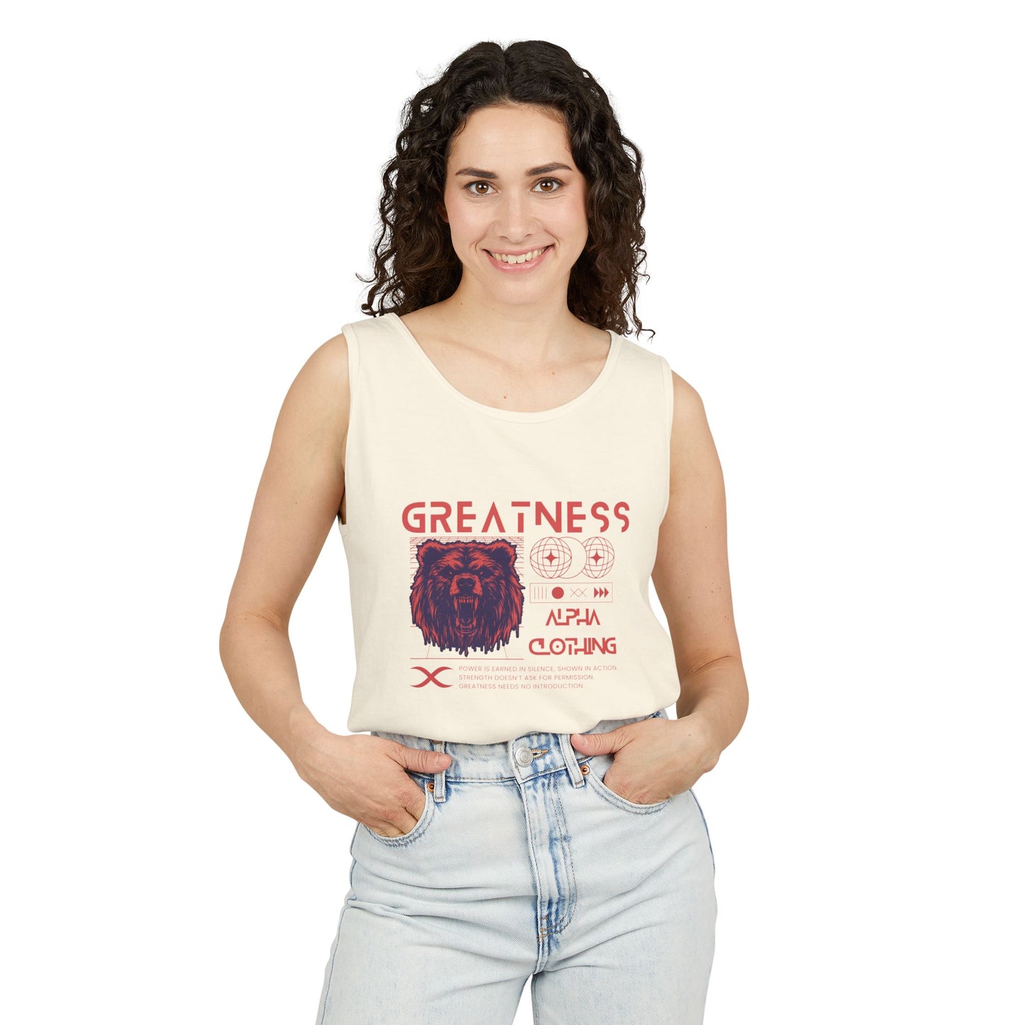 Greatness (Red) Unisex Garment-Dyed Tank Top, Summer Style, Casual Wear, Gifts for Him, Athleisure, Relaxed Fit