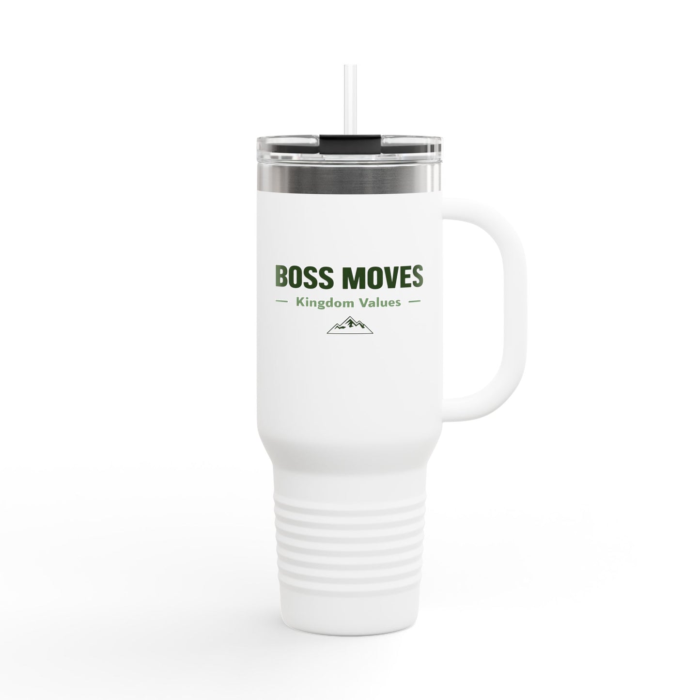 Boss Moves 40oz Insulated Travel Mug – Stainless Steel, Double-Wall, Leak-Proof with Handle