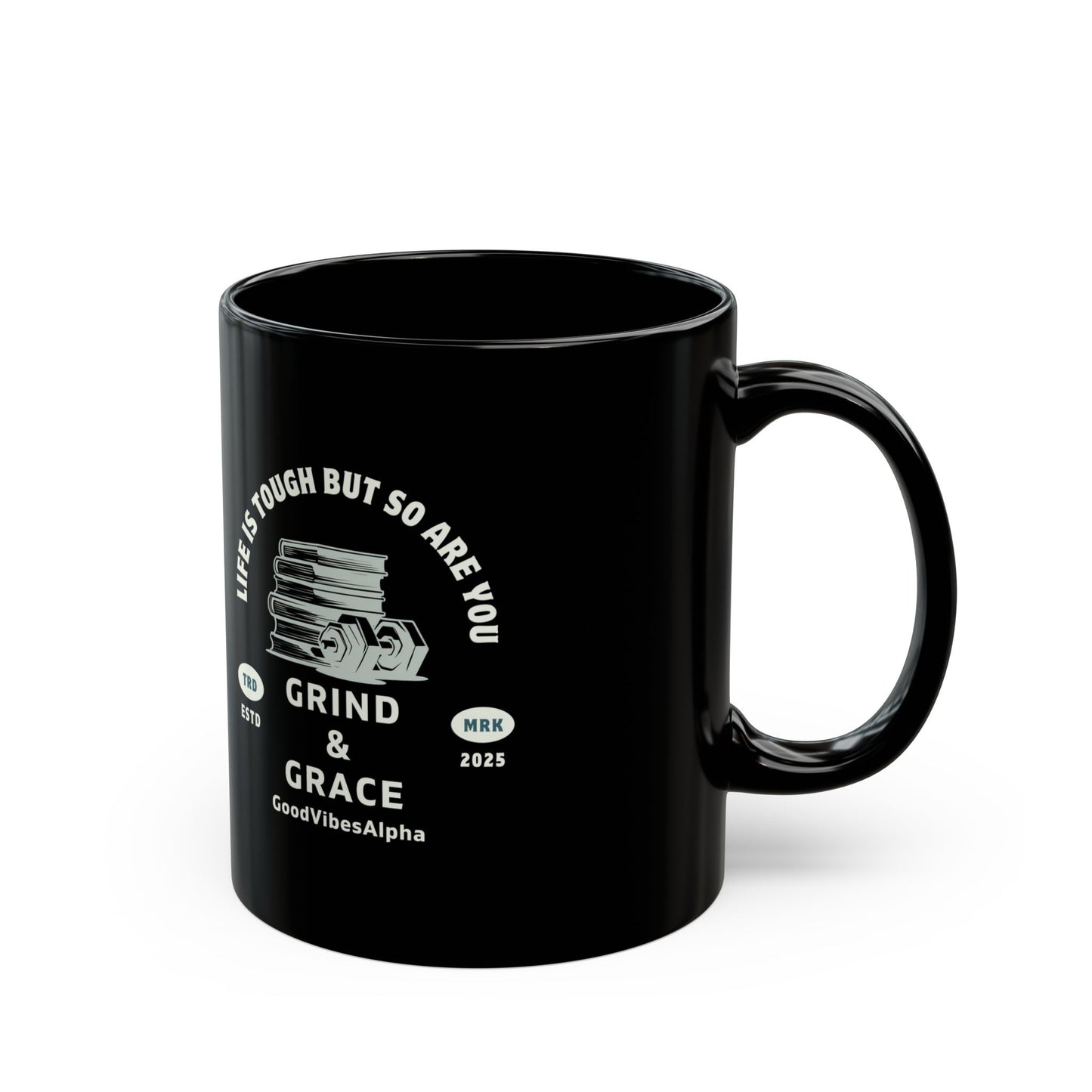 Grind & Grace Black Ceramic Mug – 11oz & 15oz, Microwave & Dishwasher Safe