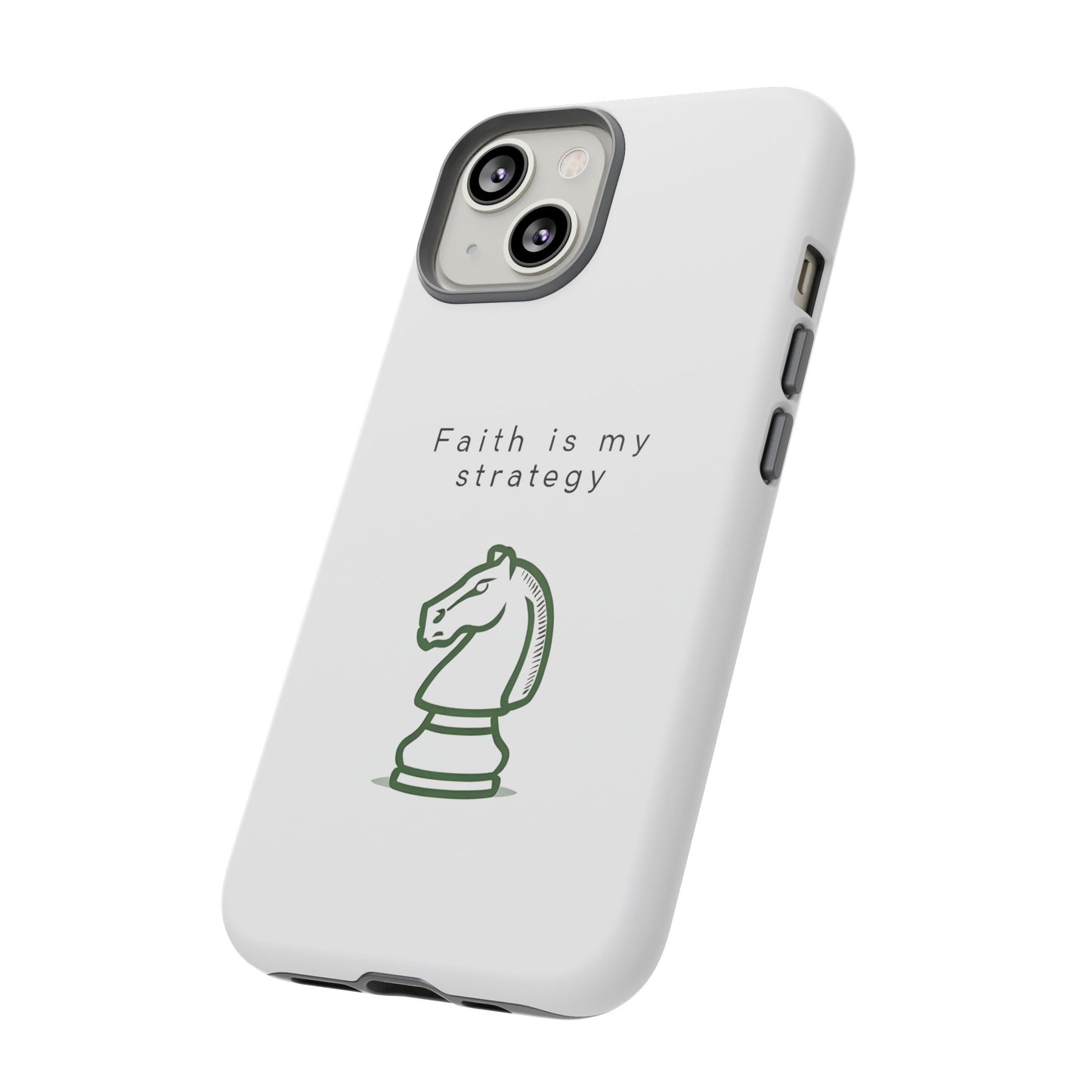 Faith Is My Strategy Phone Case - Knight Chess Piece Design for iPhone 12 to iPhone 16