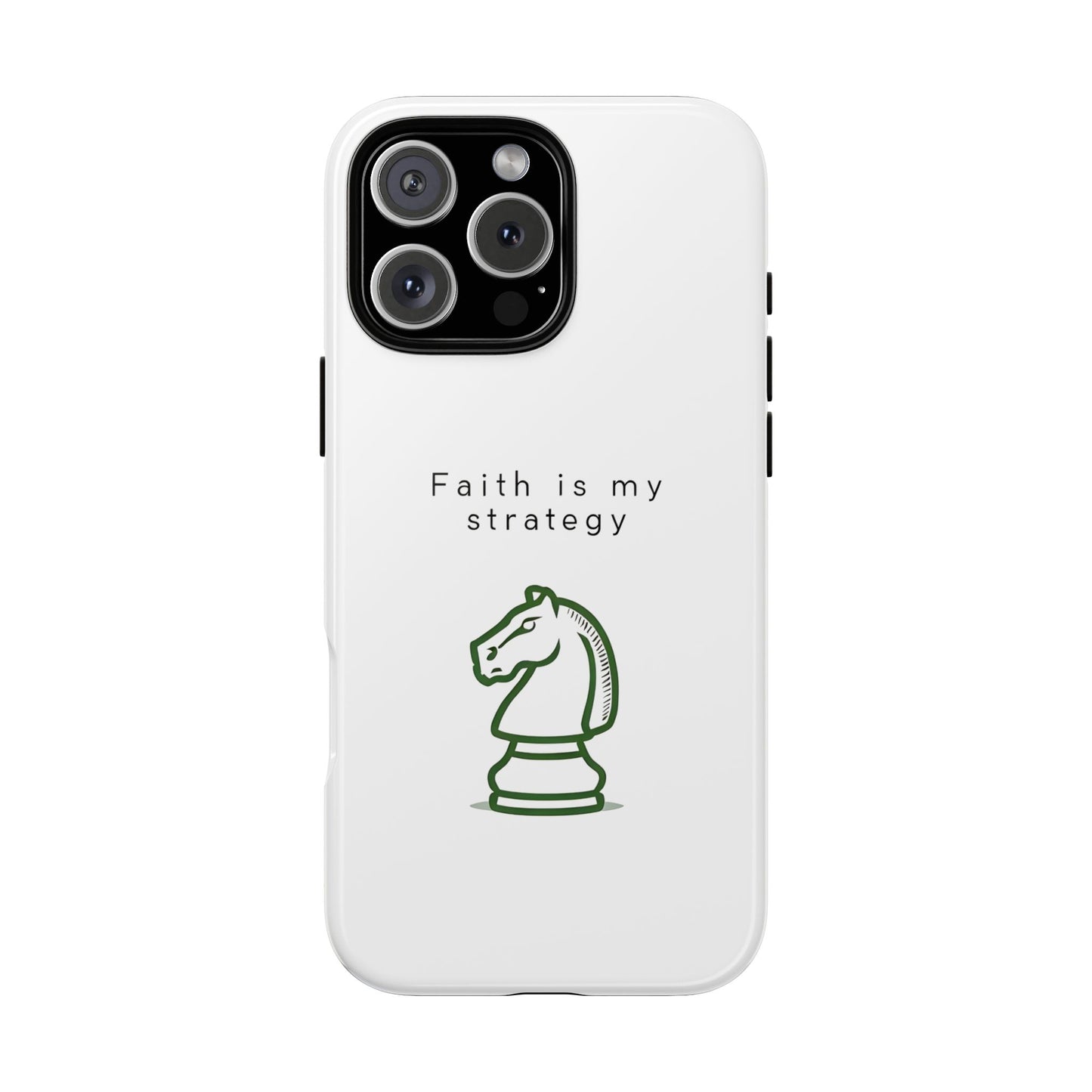 Faith Is My Strategy Phone Case - Knight Chess Piece Design for iPhone 12 to iPhone 16