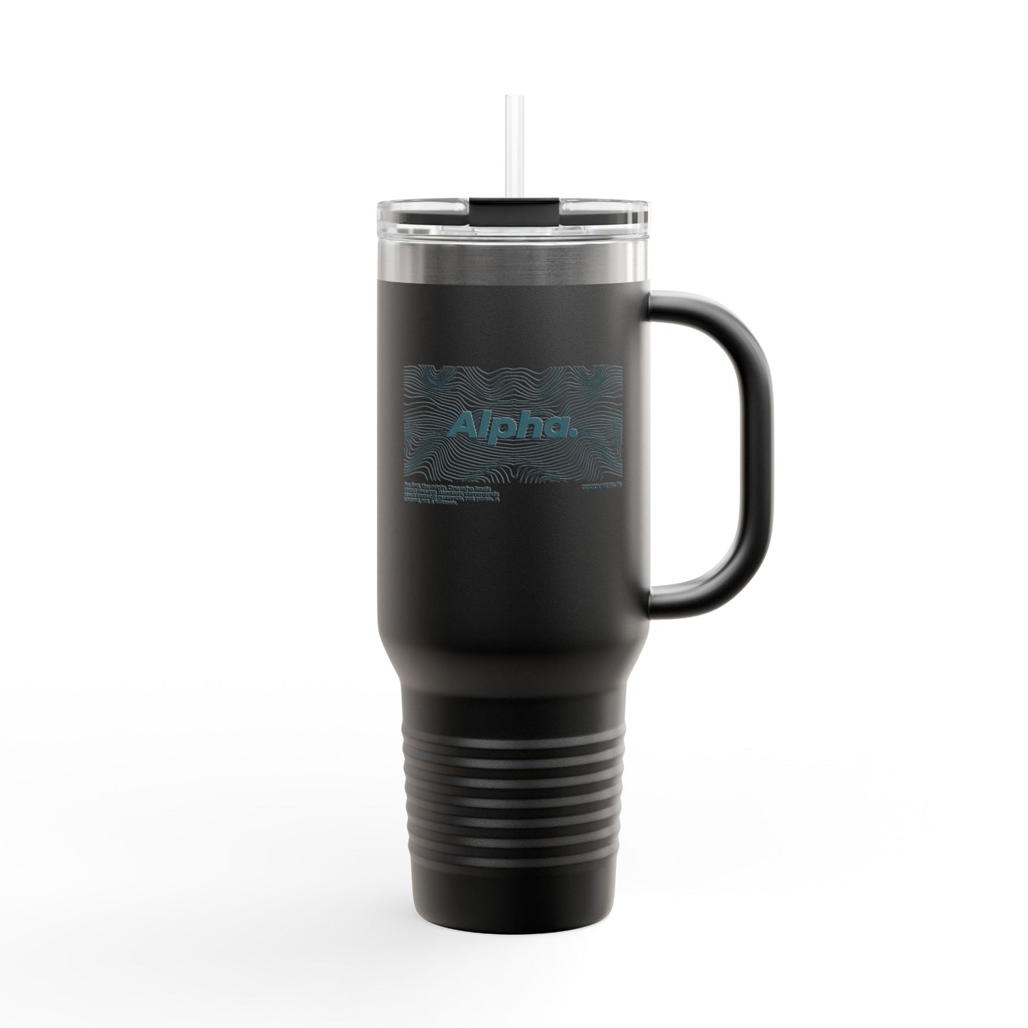 Alpha Waves (Teal) Insulated Travel Mug 40oz | Coffee Tumbler, Tea Cup, Gift for Him Her, Road Trip Mug, Personalized