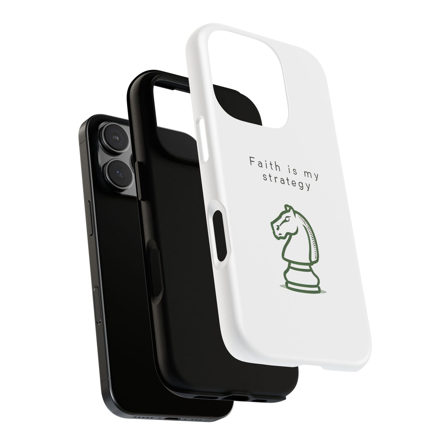 Faith Is My Strategy Phone Case - Knight Chess Piece Design for iPhone 12 to iPhone 16