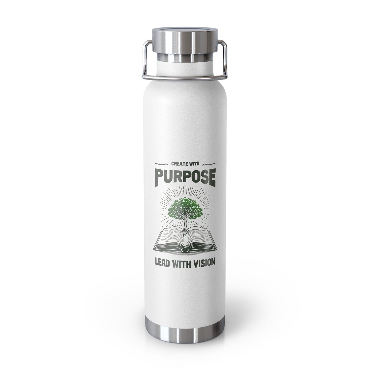 Create With Purpose Insulated Water Bottle – Copper Vacuum 22oz Stainless Steel Bottle for Hot & Cold Drinks