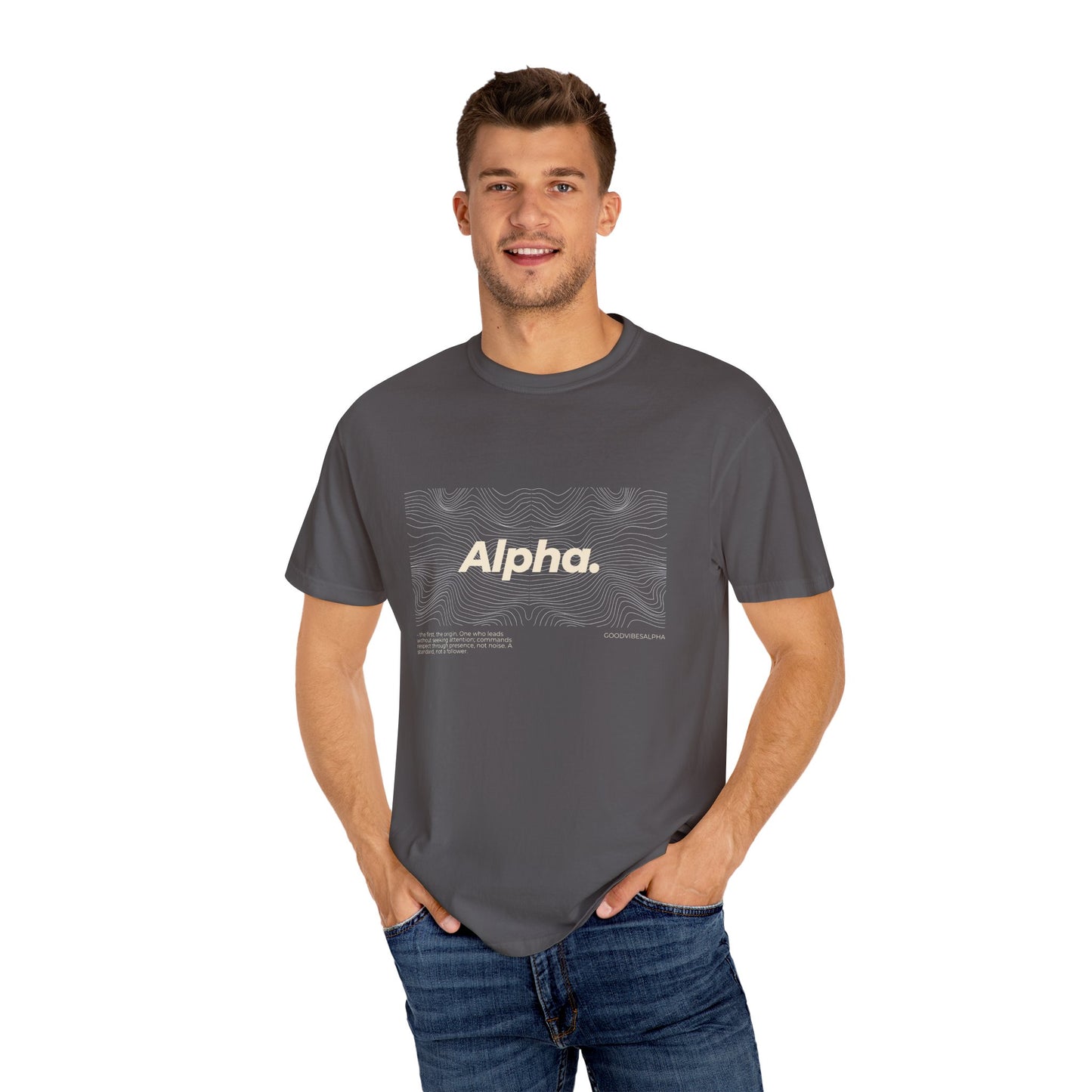 Alpha Waves (Ivory) Garment-Dyed T-Shirt – Streetwear-Inspired Casual Tee, Soft Fit, Everyday Outfit, Gift for Him or Her