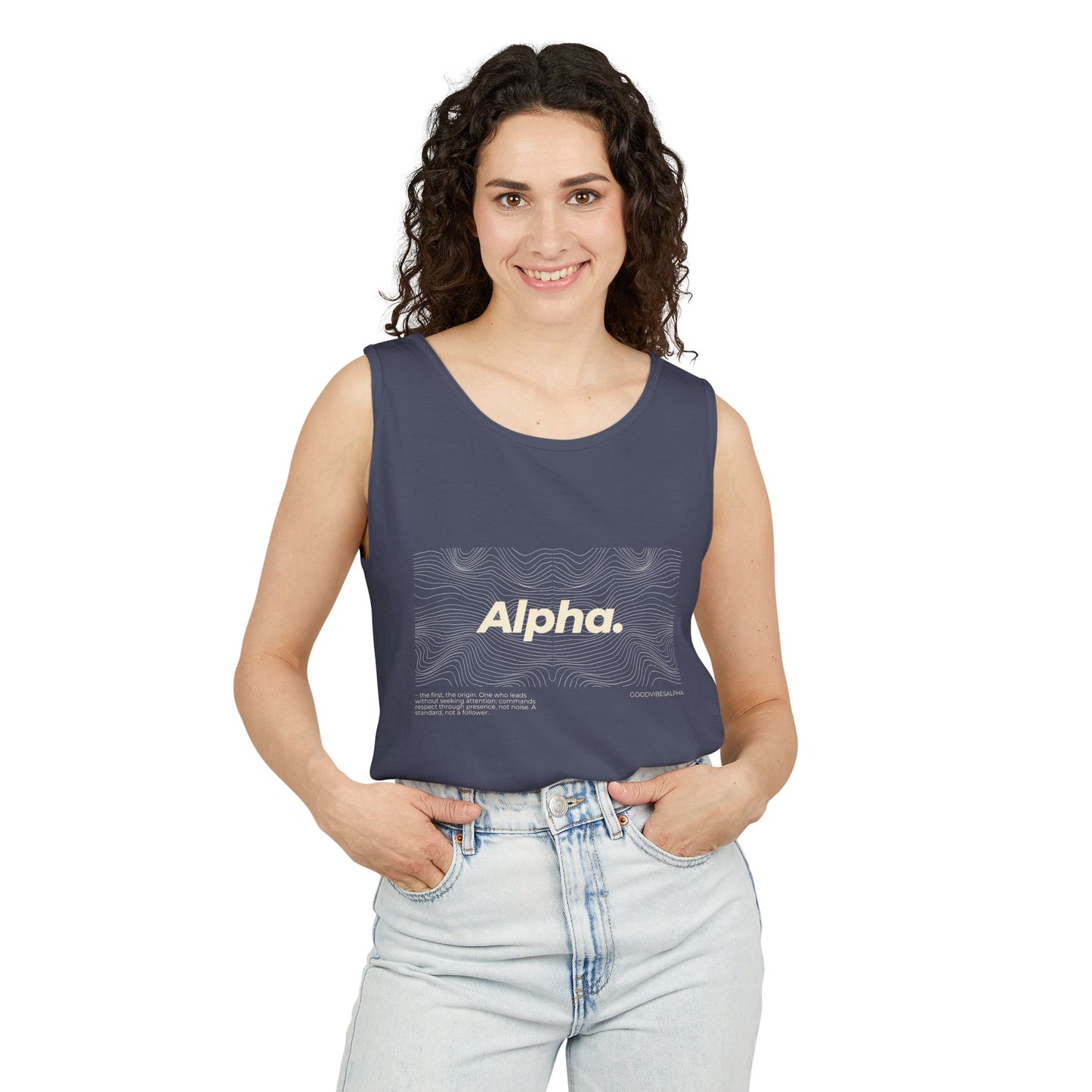 Alpha Waves (Ivory)Unisex Garment-Dyed Tank Top – Summer Fit for Beach Days, Relaxed Casual Wear, Travel Outfit
