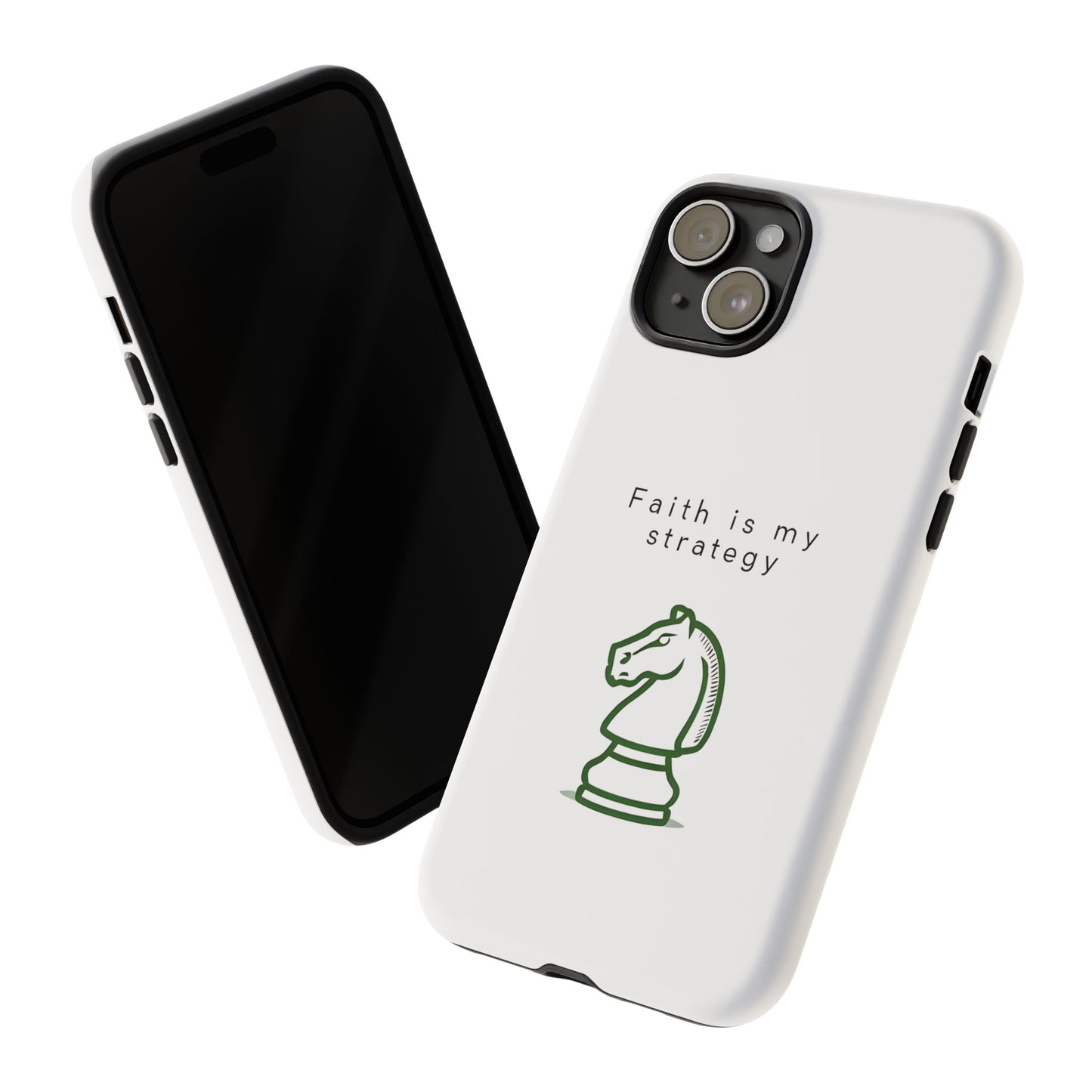 Faith Is My Strategy Phone Case - Knight Chess Piece Design for iPhone 12 to iPhone 16