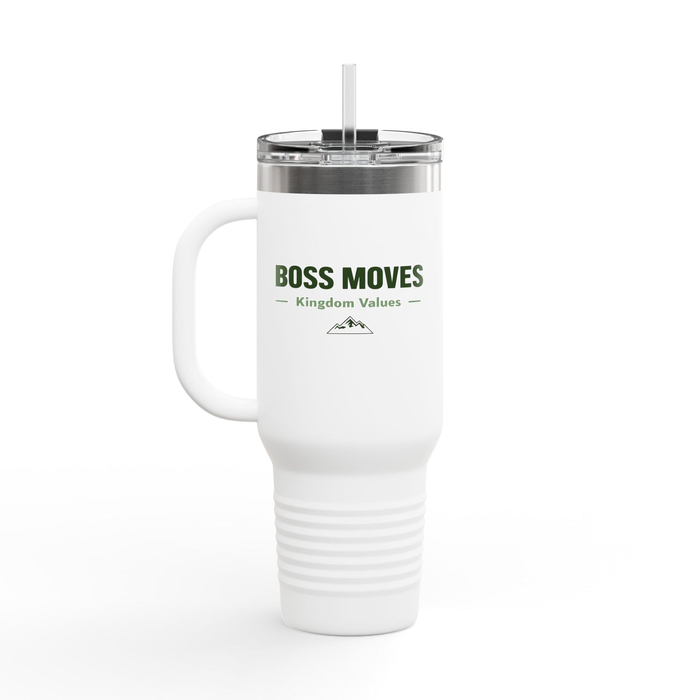 Boss Moves 40oz Insulated Travel Mug – Stainless Steel, Double-Wall, Leak-Proof with Handle