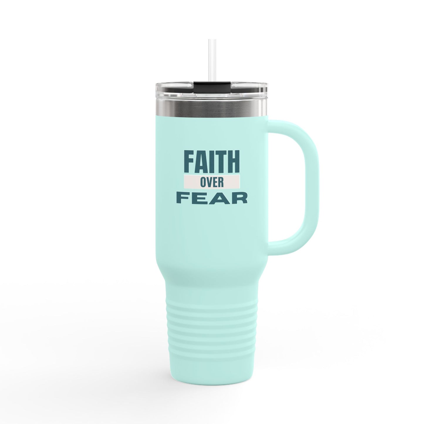 Faith Over Fear Insulated Travel Mug – 40oz Stainless Steel, Leak-Proof & Double-Wall Insulated