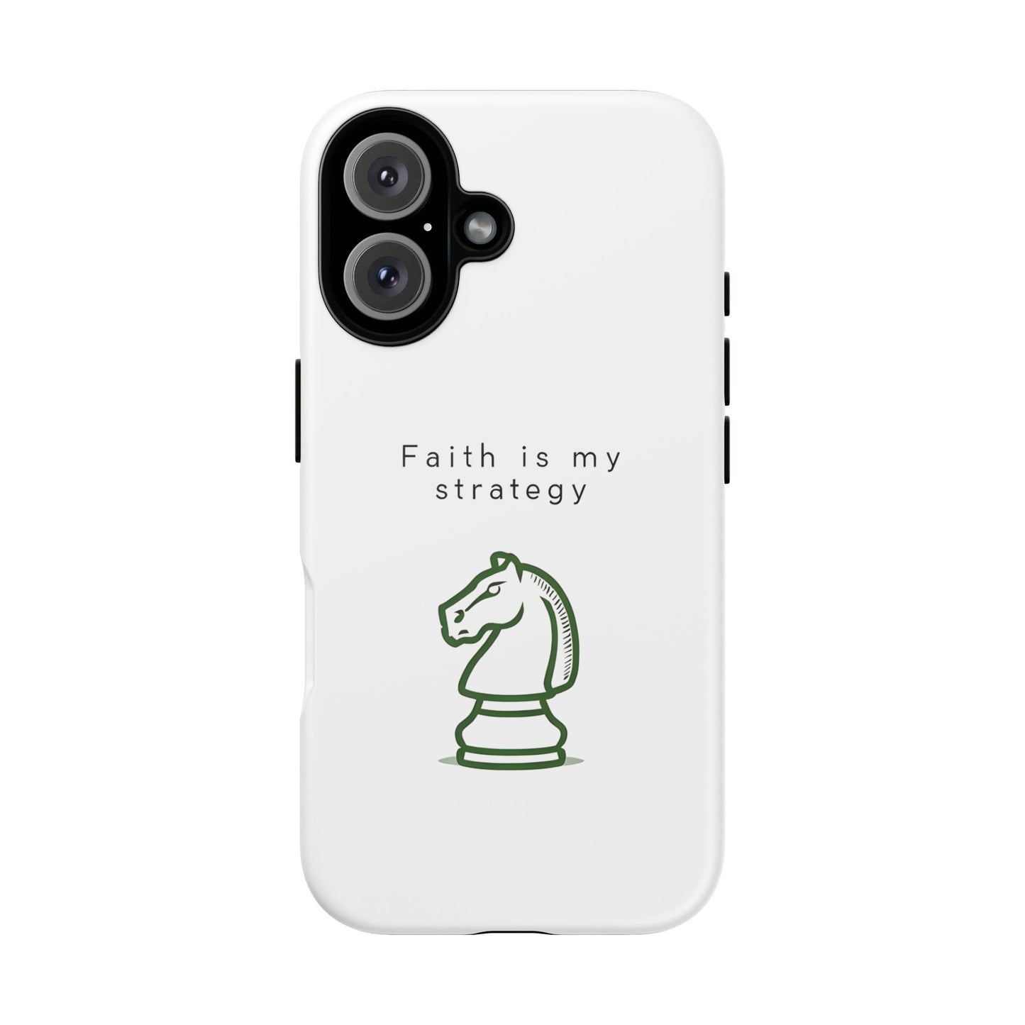 Faith Is My Strategy Phone Case - Knight Chess Piece Design for iPhone 12 to iPhone 16