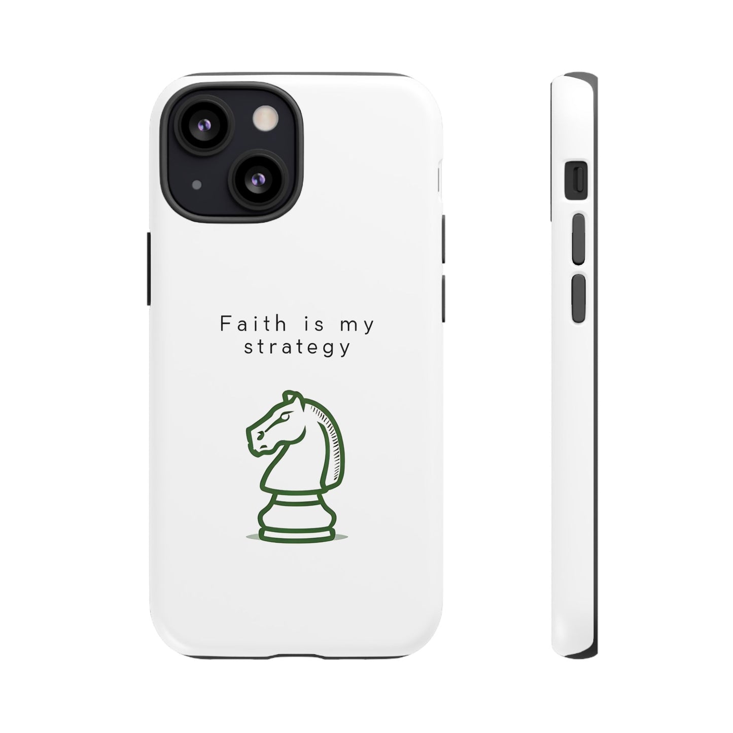 Faith Is My Strategy Phone Case - Knight Chess Piece Design for iPhone 12 to iPhone 16
