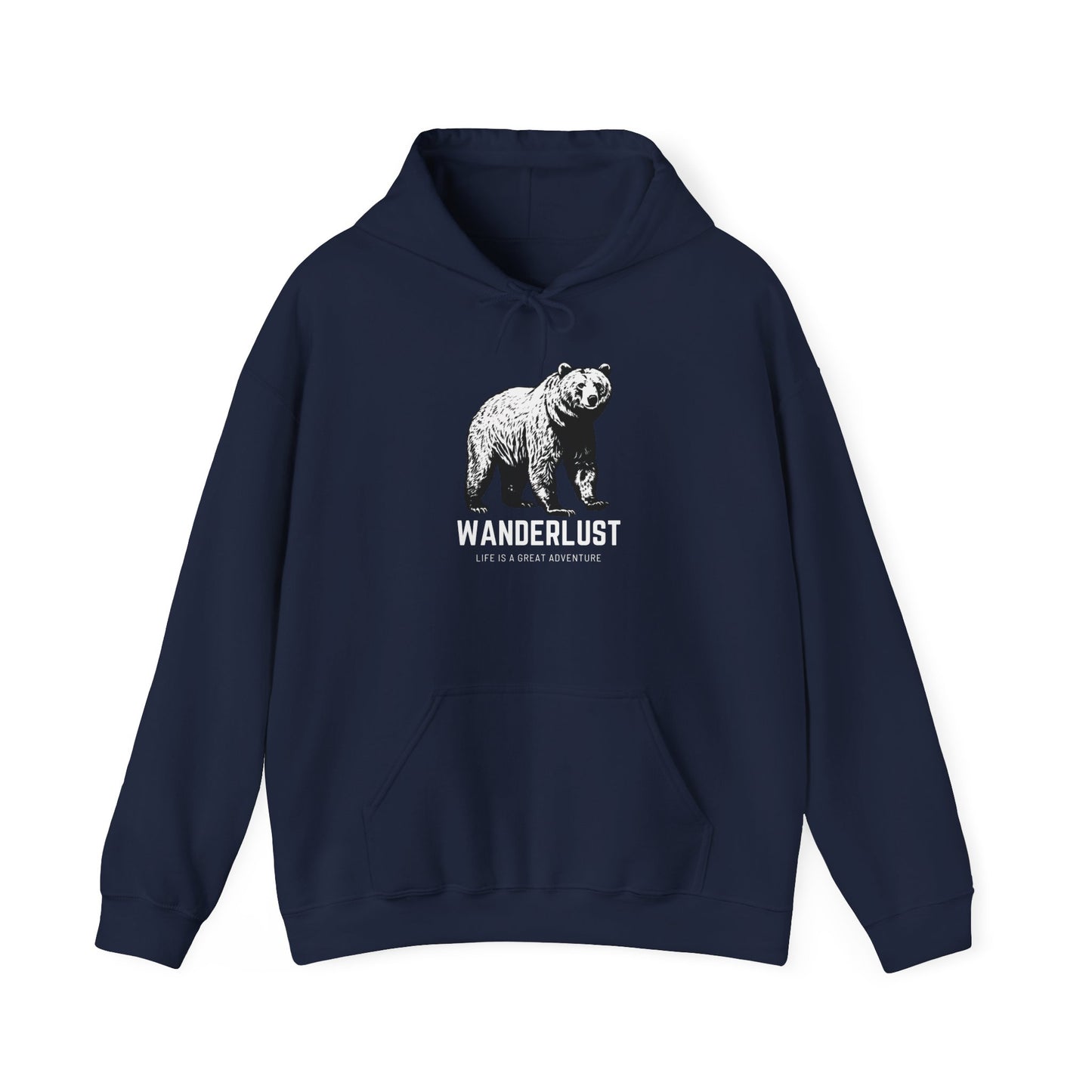 Wanderlust Hoodie (White)| Unisex Motivational Hoodie, Casual Outfit, Sportswear Gift, Inspirational Apparel