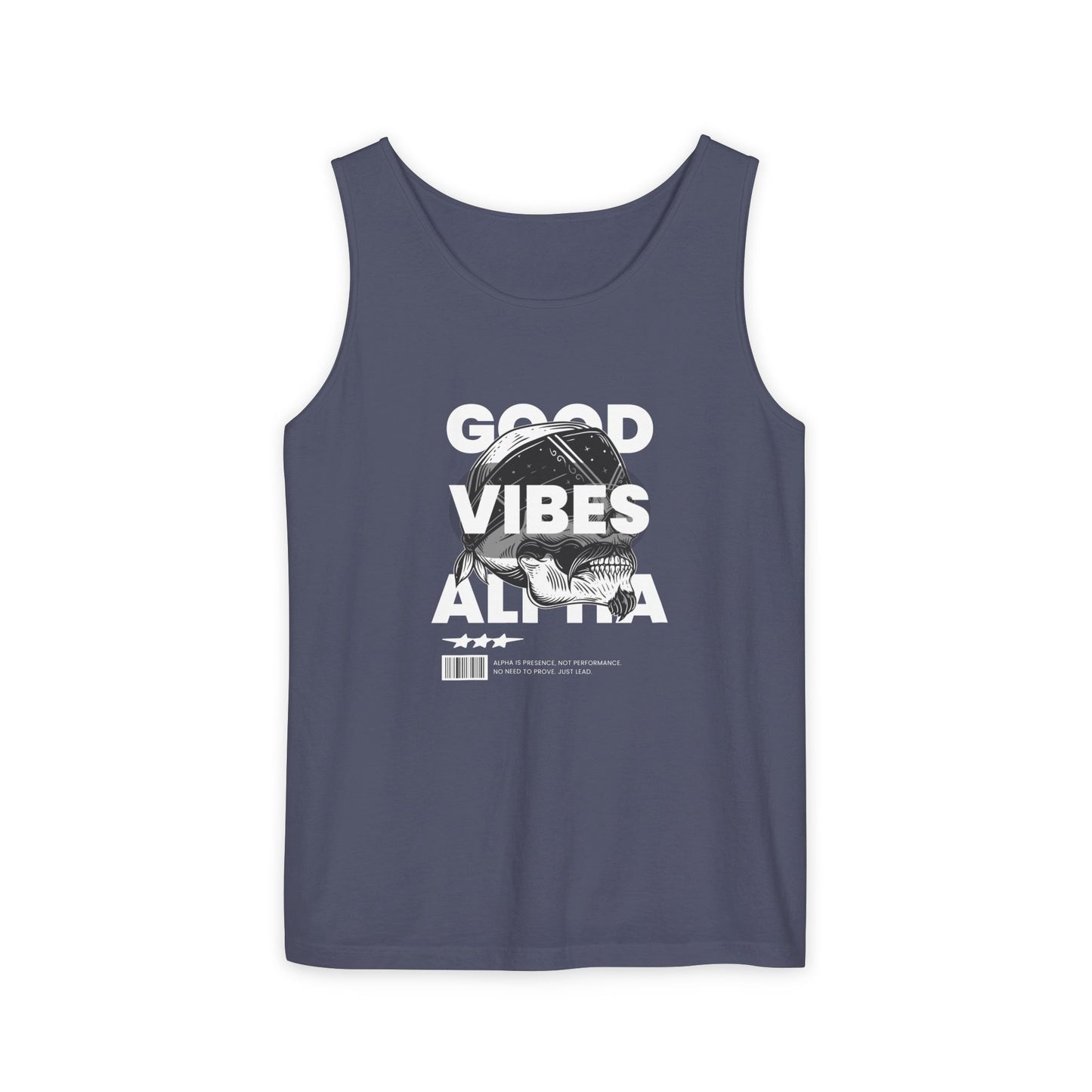 Alpha Presence Unisex Garment-Dyed Tank Top – Summer Fit for Beach Days, Relaxed Casual Wear, Travel Outfit