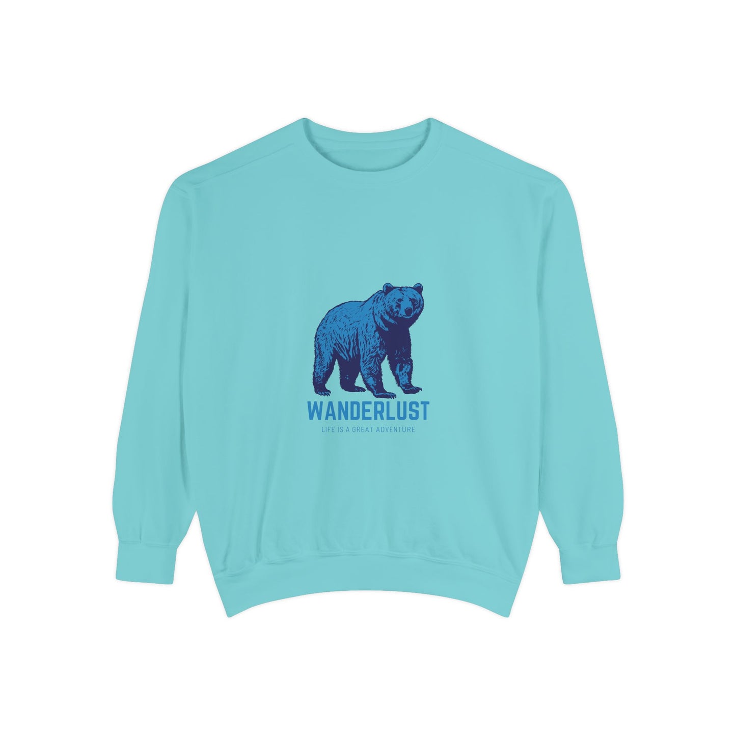 Wanderlust (Blue) Unisex Heavyweight Sweatshirt , Soft, Warm & Durable for Everyday Comfort