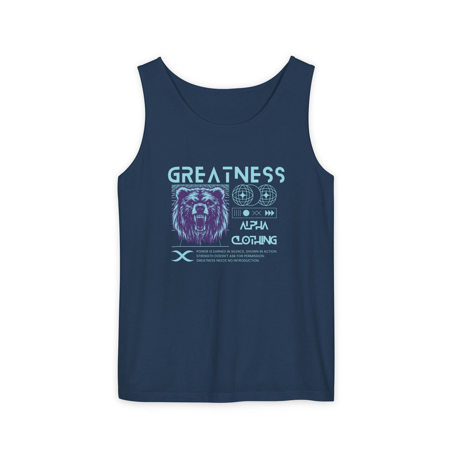 Greatness (Aqua) Unisex Garment-Dyed Tank Top, Summer Style, Casual Wear, Gifts for Him, Athleisure, Relaxed Fit
