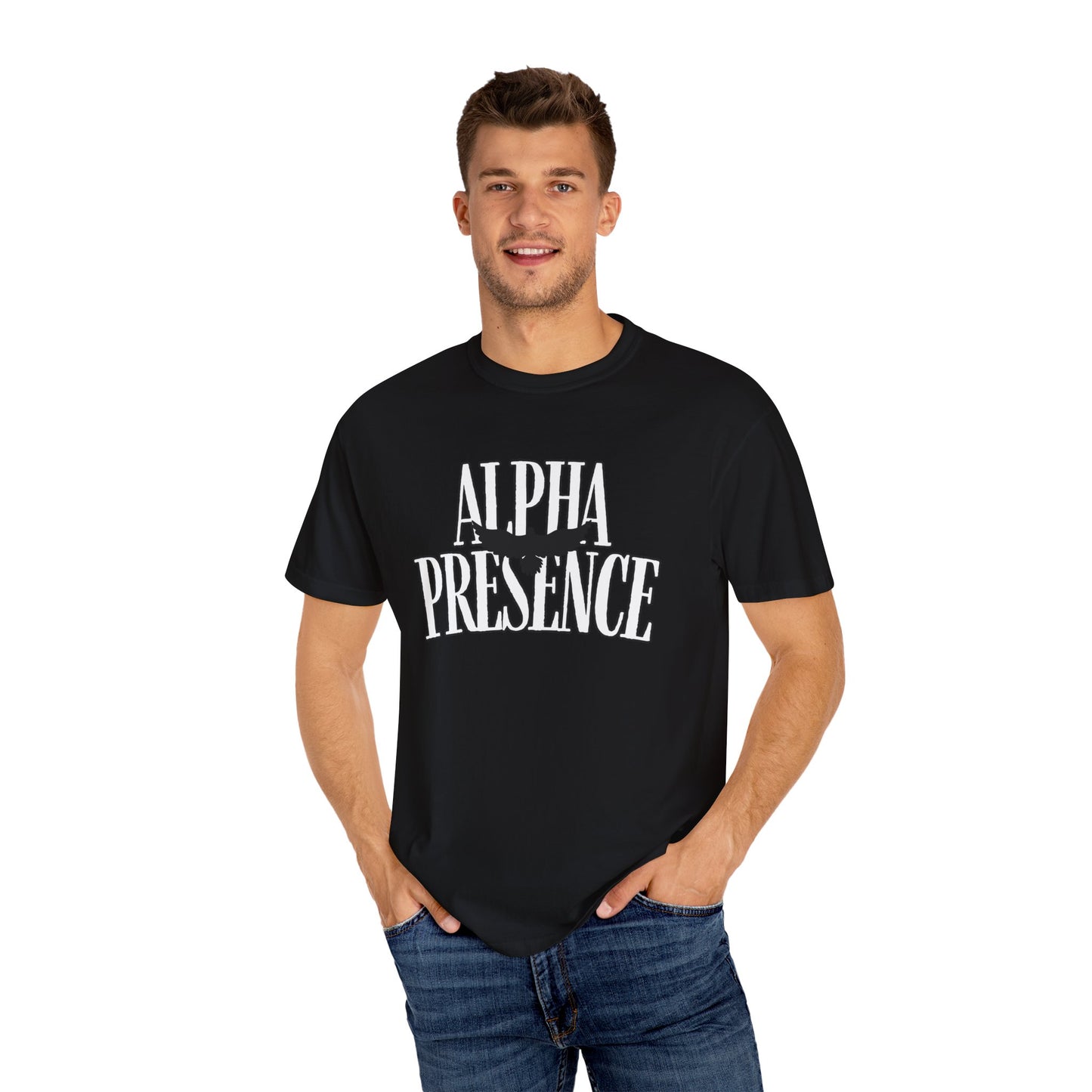Alpha Presence Unisex Garment-Dyed T-Shirt – Casual Everyday Fit, Streetwear Vibes, Gift for Him or Her, Soft Cotton