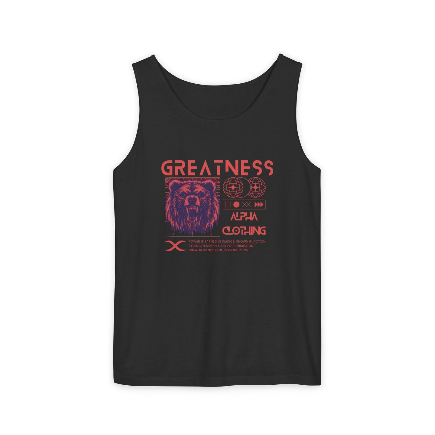 Greatness (Red) Unisex Garment-Dyed Tank Top, Summer Style, Casual Wear, Gifts for Him, Athleisure, Relaxed Fit
