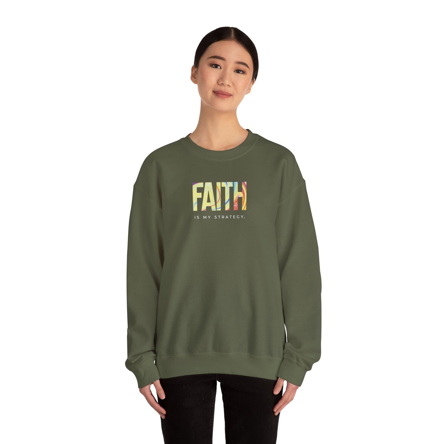 Faith is My Strategy Crewneck Sweatshirt – Soft & Cozy Unisex Pullover for Casual & Streetwear Style