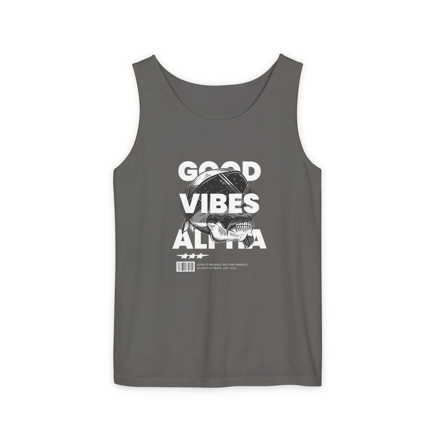 Alpha Presence Unisex Garment-Dyed Tank Top – Summer Fit for Beach Days, Relaxed Casual Wear, Travel Outfit