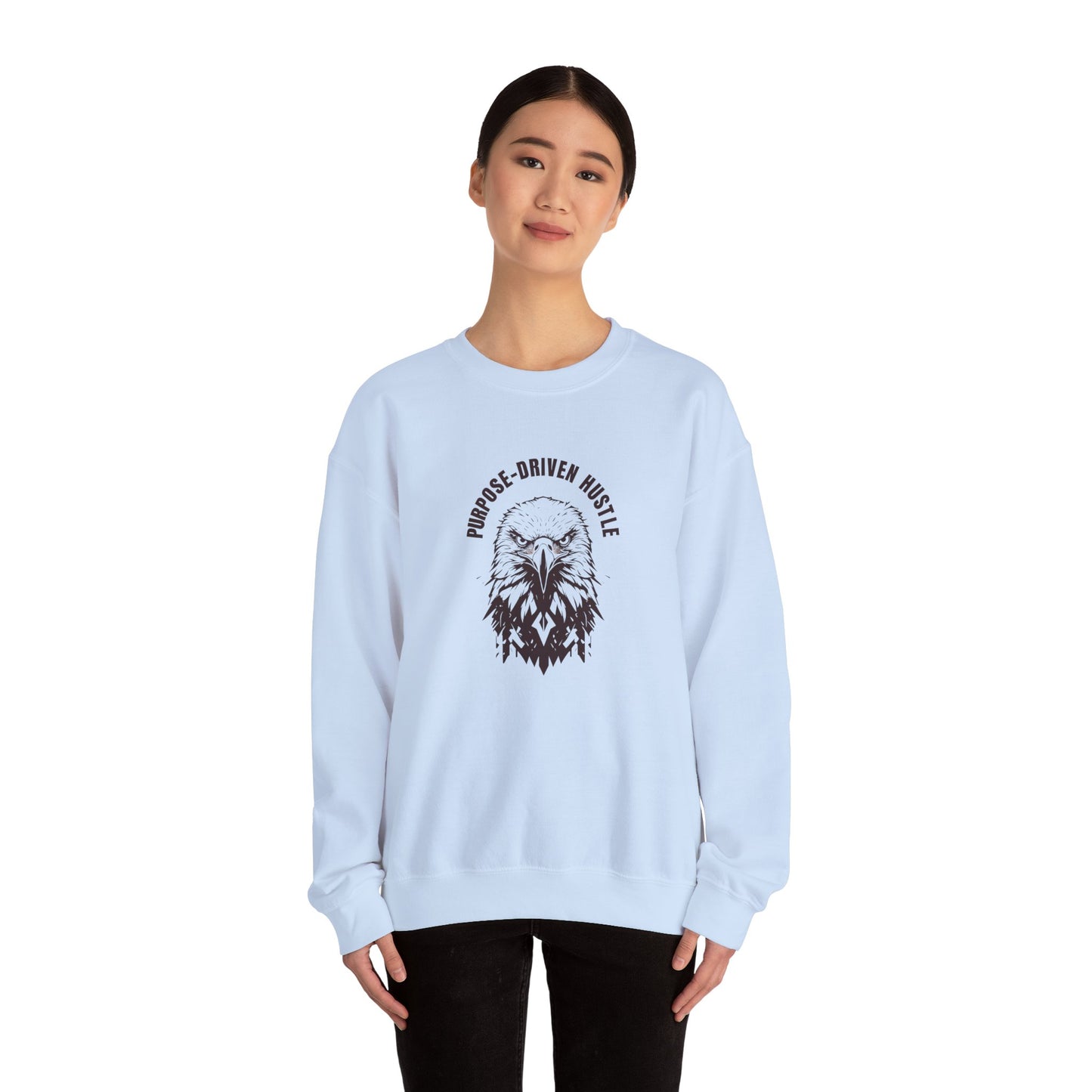 Purpose-Driven Hustle Crewneck Sweatshirt – 50/50 Cotton-Poly Blend, Ribbed Cuffs & Hem, Durable & Comfortable