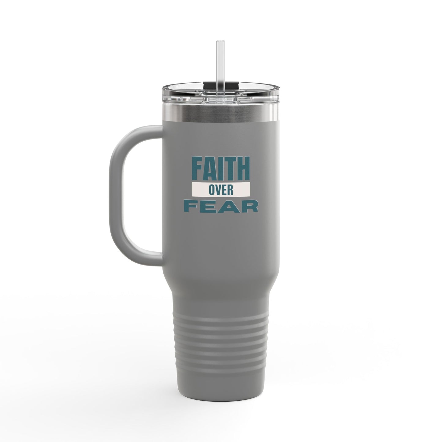 Faith Over Fear Insulated Travel Mug – 40oz Stainless Steel, Leak-Proof & Double-Wall Insulated