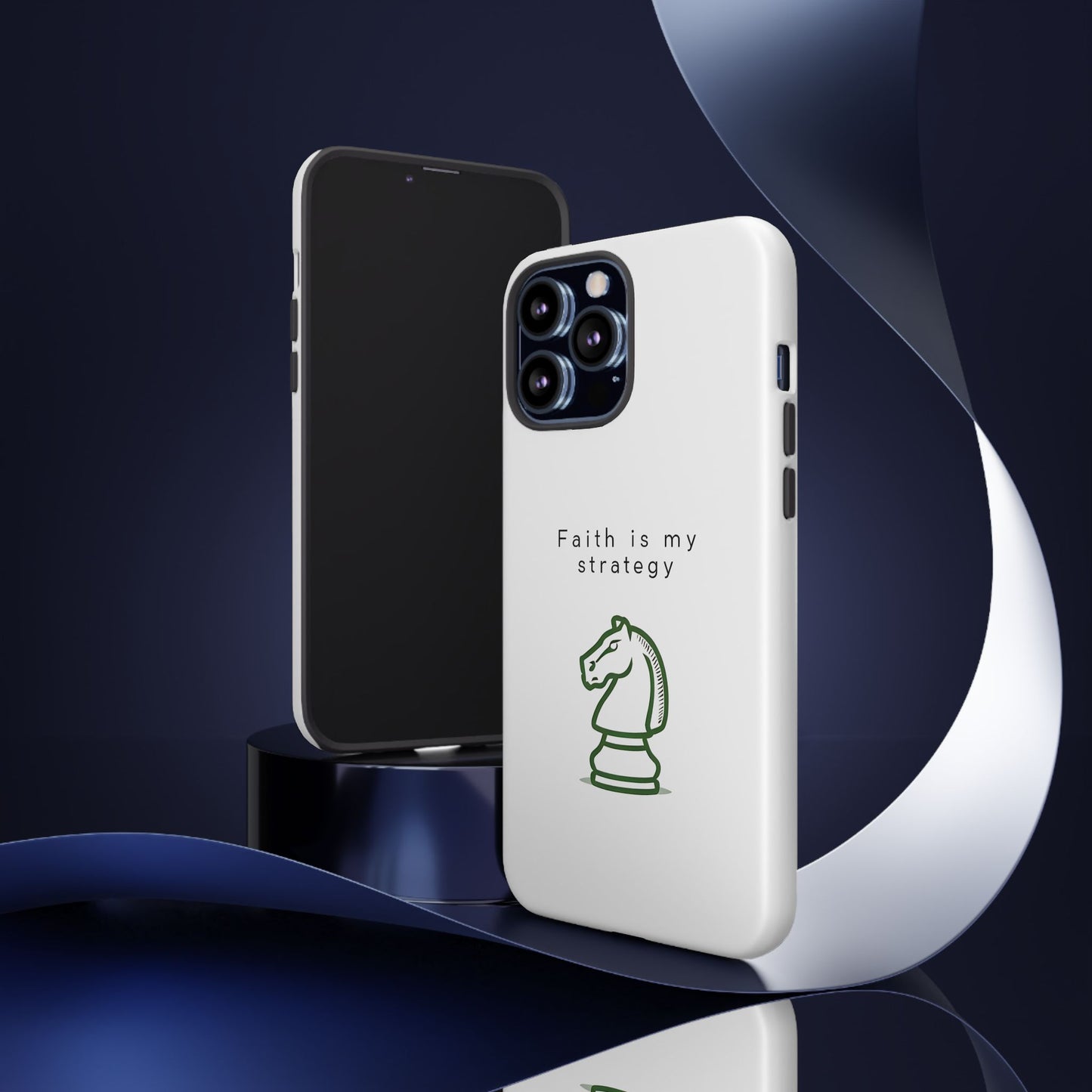 Faith Is My Strategy Phone Case - Knight Chess Piece Design for iPhone 12 to iPhone 16
