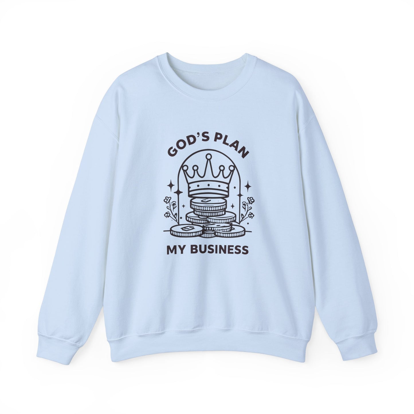 God's Plan Crown Crewneck Sweatshirt – Soft & Cozy Unisex Pullover with Faith-Inspired Royalty Design for Casual & Everyday Wear