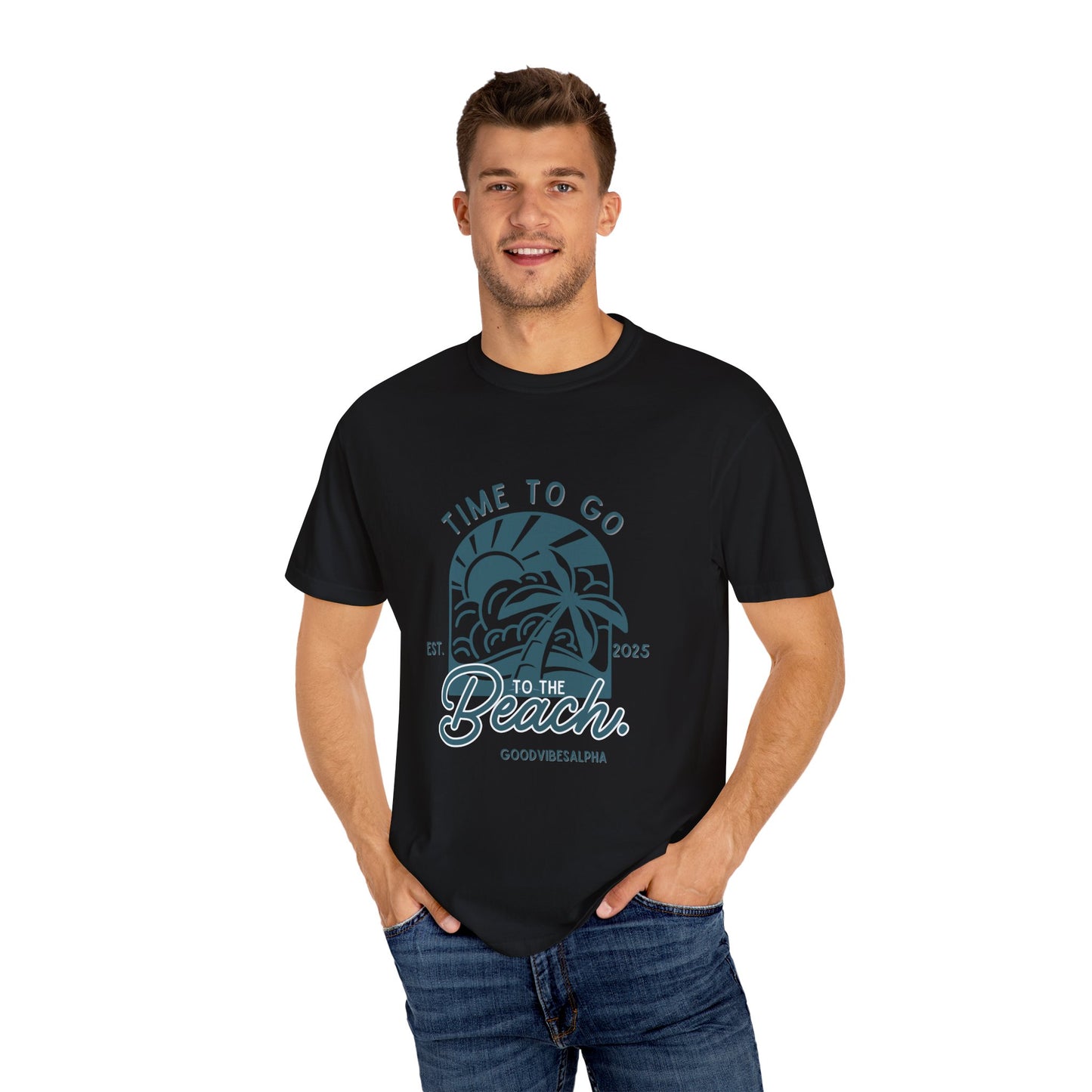 Beach Time Unisex T-Shirt – Garment-Dyed Retro Tee for Summer Trips, Vacations, Casual Wear, Travel Outfit