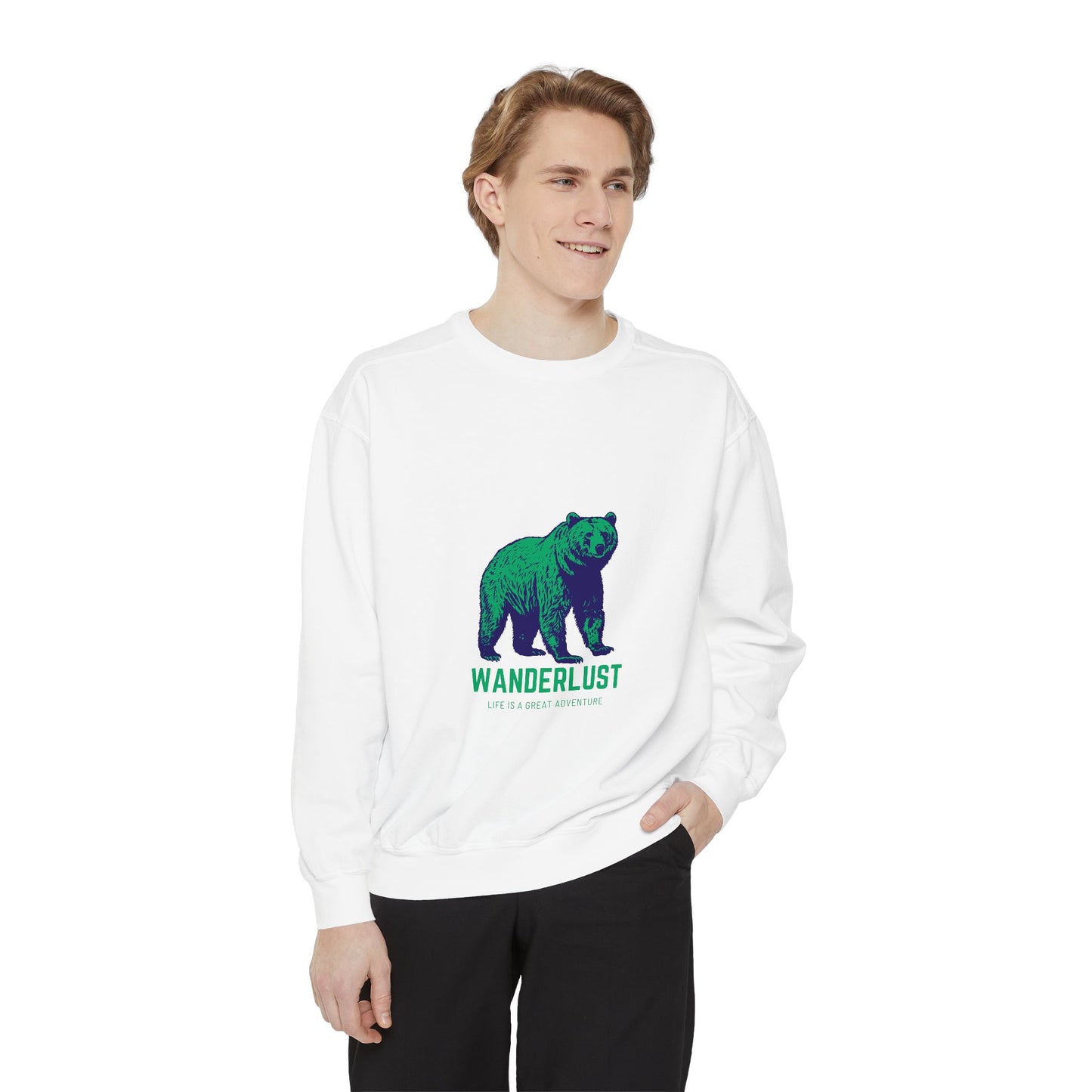 Wanderlust (Green) Unisex Heavyweight Sweatshirt , Soft, Warm & Durable for Everyday Comfort