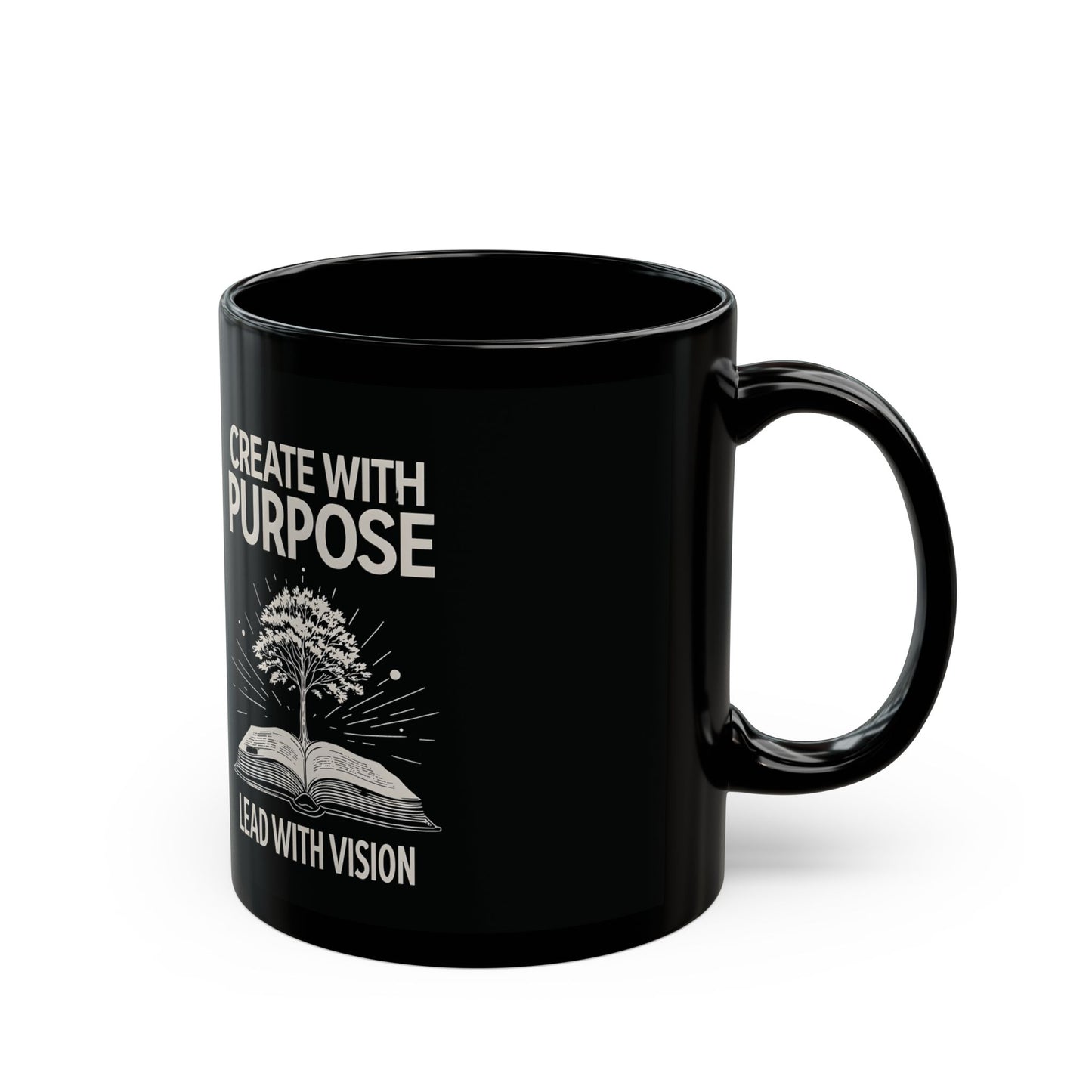 Create with Purpose Black Ceramic Coffee Mug – Faith-Inspired Design – 11oz & 15oz Cup for Home, Office, Gifts